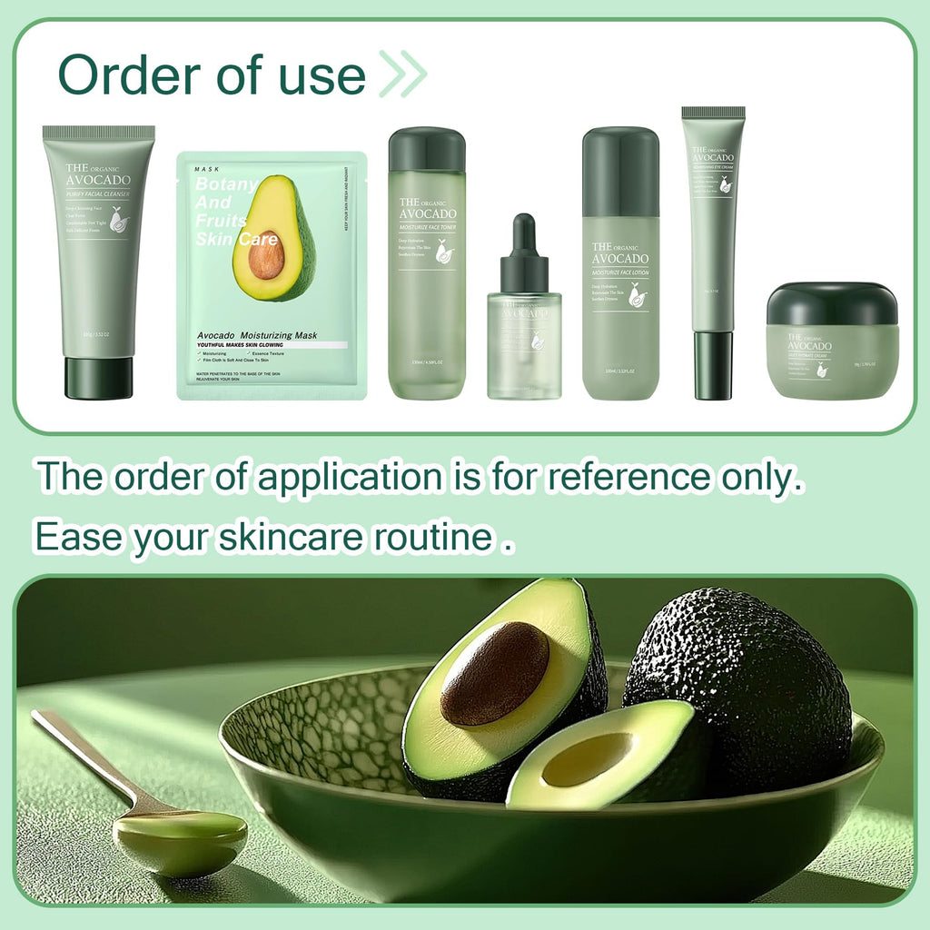 XMXueMei Avocado Skin Care Set – 9 Pcs Moisturizing Face Care Kit