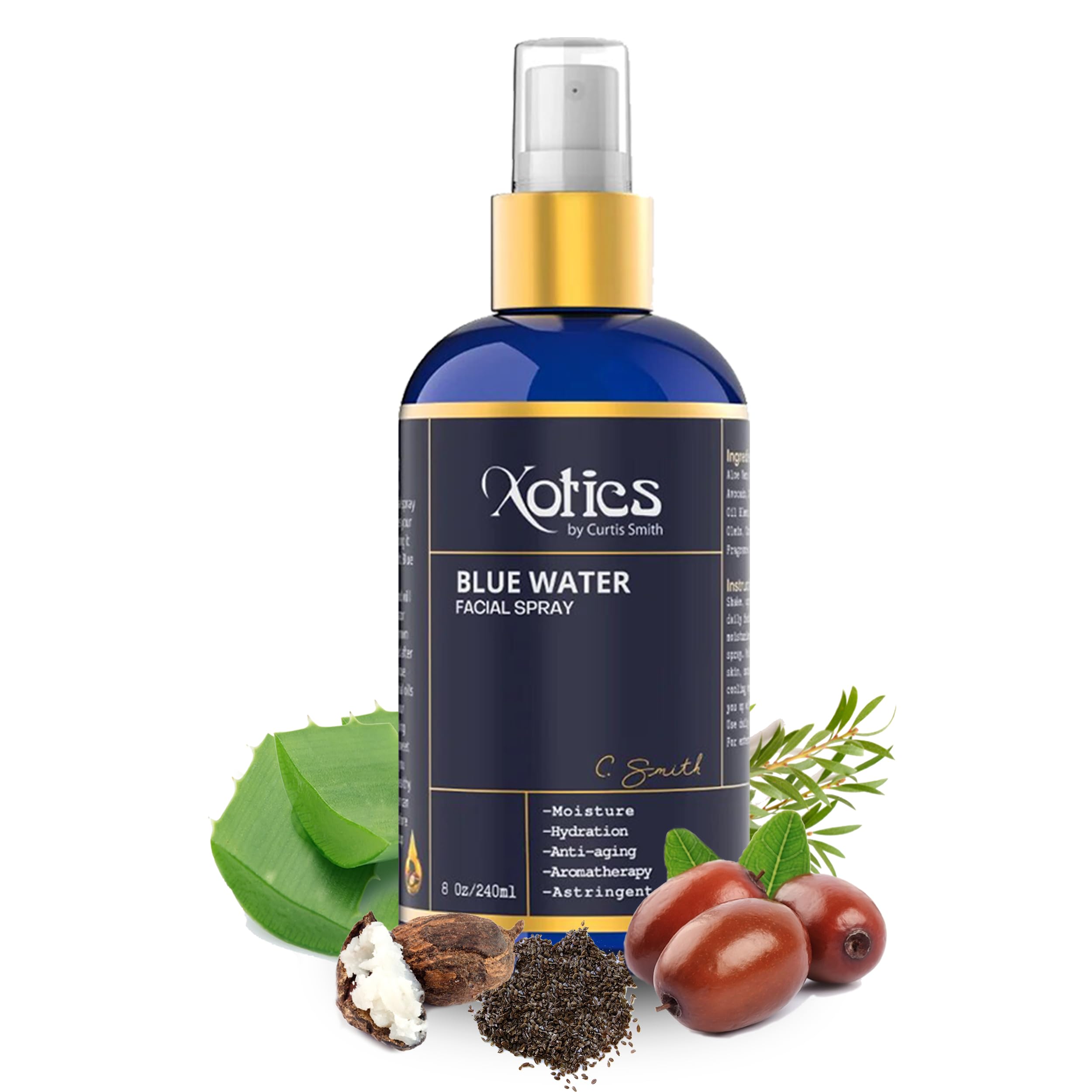 Xotics Blue Water Facial Spray - Hydrating Aloe Vera Mist, 8oz for All Skin Types