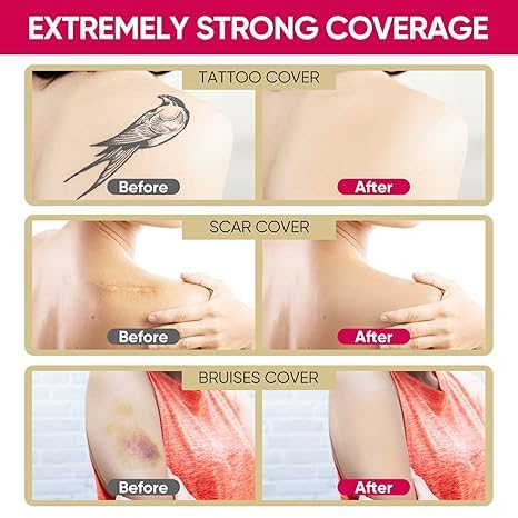 XUEVORIY Tattoo Cover Up Tape - Ultra-Thin Waterproof Patch for Tattoos, Scars & Birthmarks (4pcs, Fair Skin Tone)