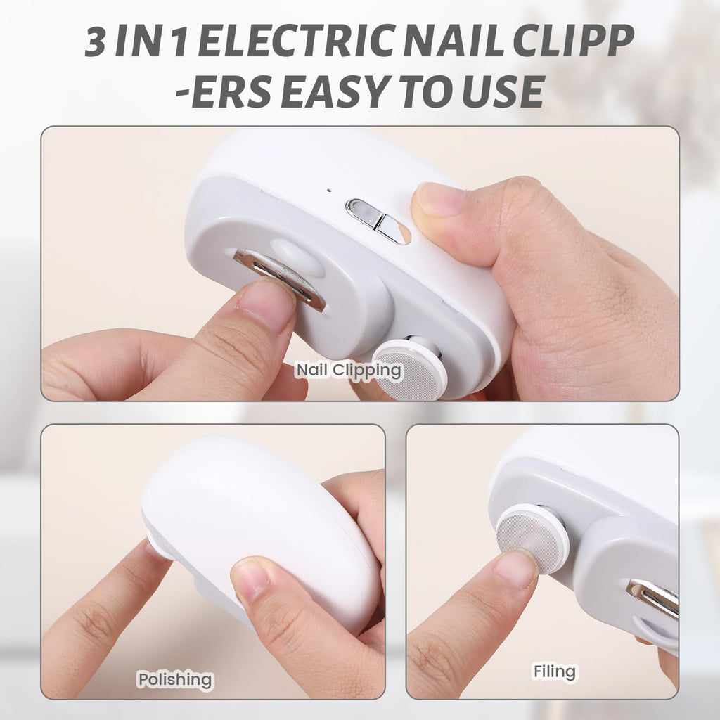 Xyulaan 3-in-1 Electric Nail Clipper for Seniors, Babies, and Gel Polish