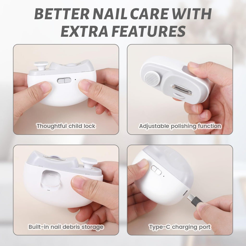 Xyulaan 3-in-1 Electric Nail Clipper for Seniors, Babies, and Gel Polish