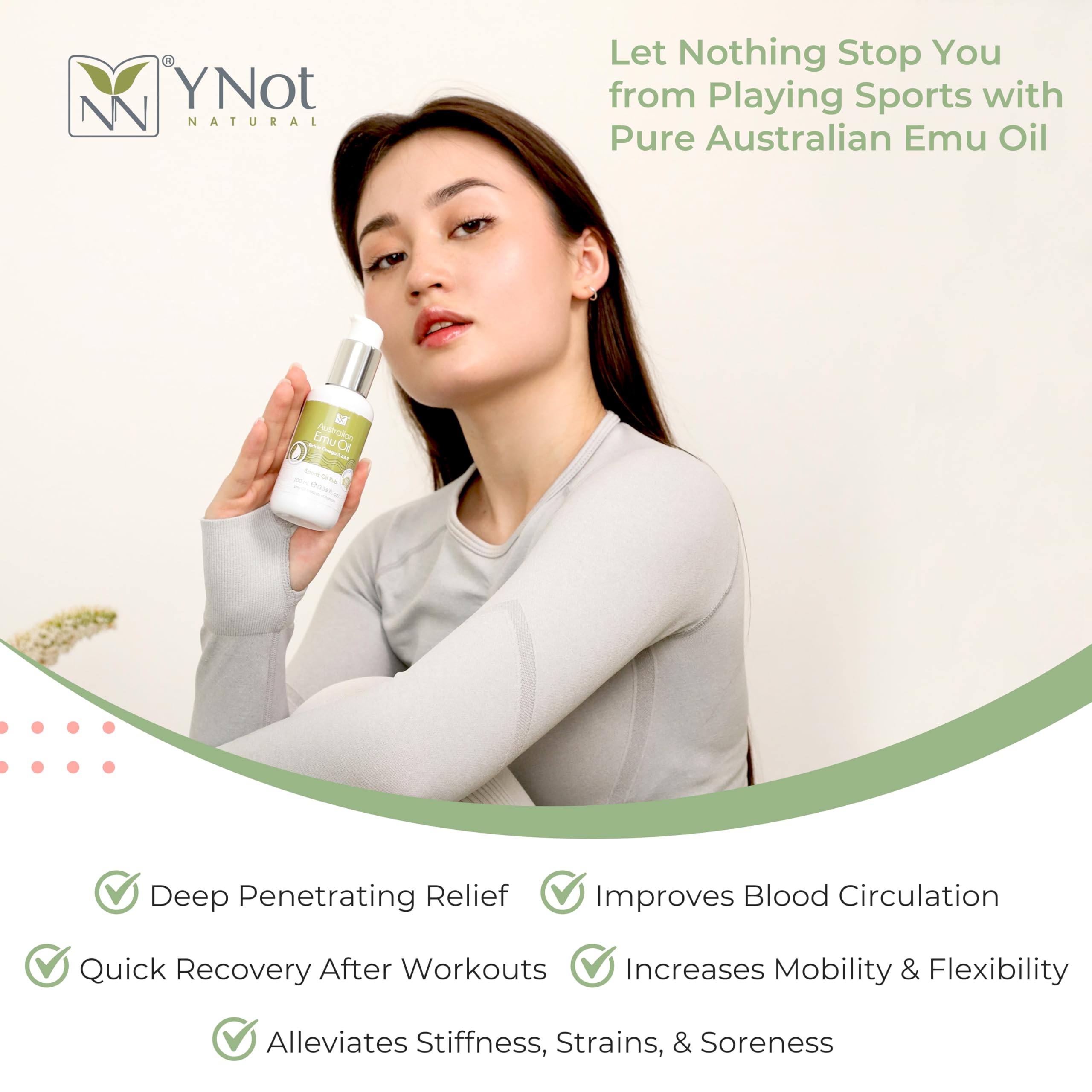 Y-Not Natural Sports Oil Muscle Rub with Emu Oil & Omega 3-6-9 (100ml)