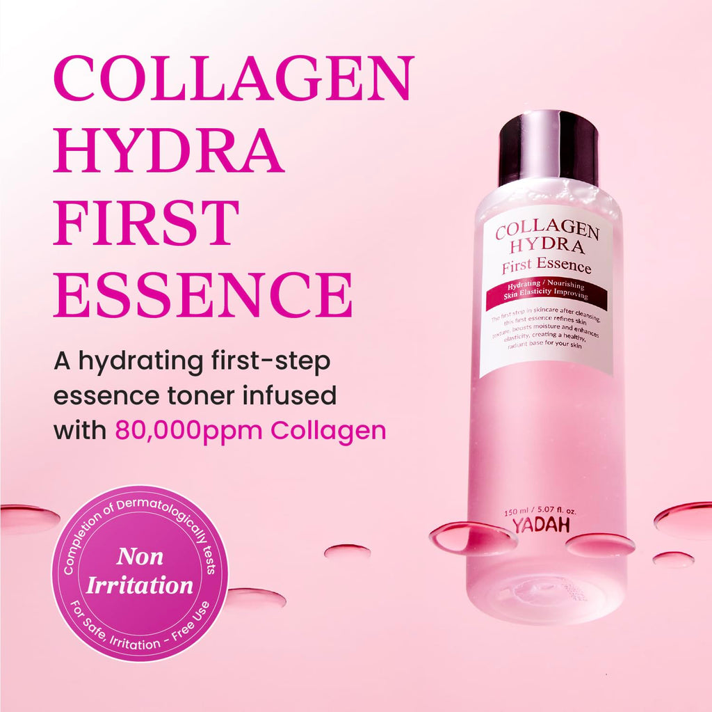YADAH Collagen Hydra Essence – Deep Hydration & Soothing with 80,000ppm Collagen + Triple Hyaluronic Acid, 5.07 fl oz