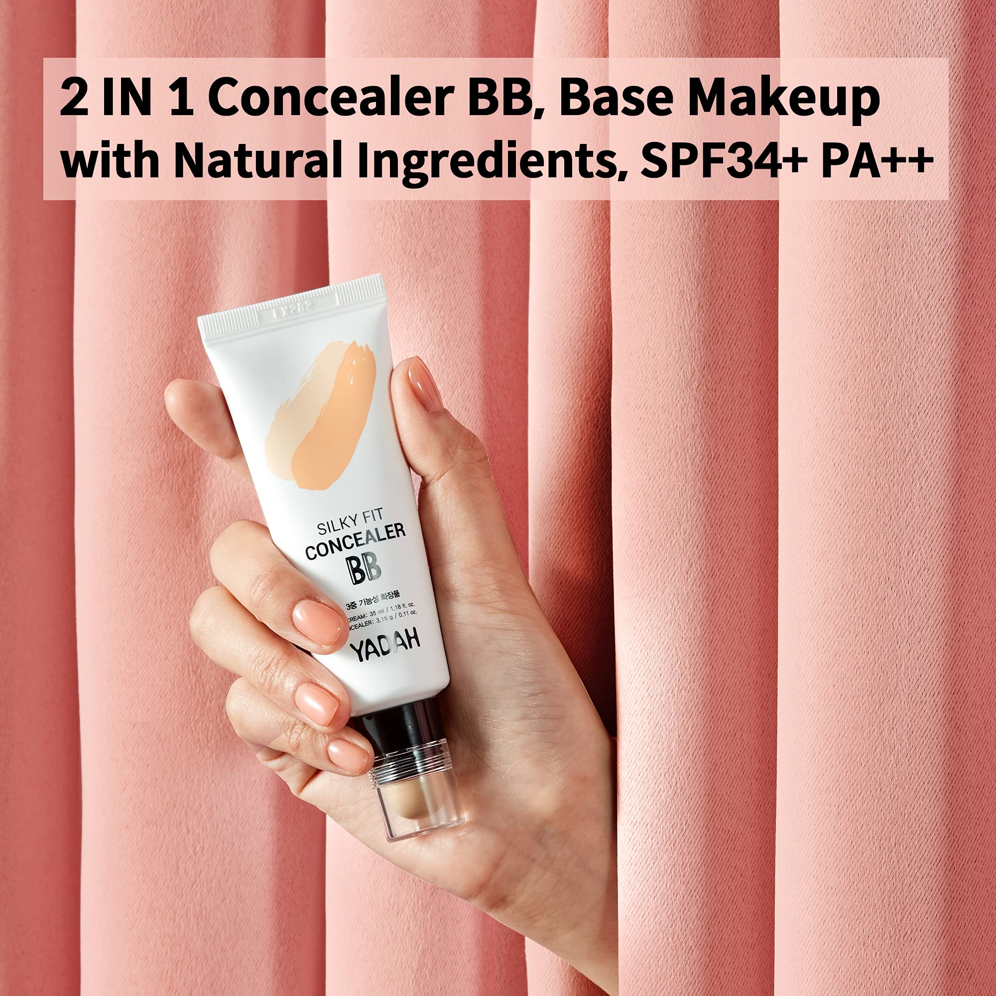 YADAH Silky Fit Concealer BB Cream (23 Natural Beige) – 2-in-1 Tinted Moisturizer & Concealer, Long-Lasting All-Day Wear