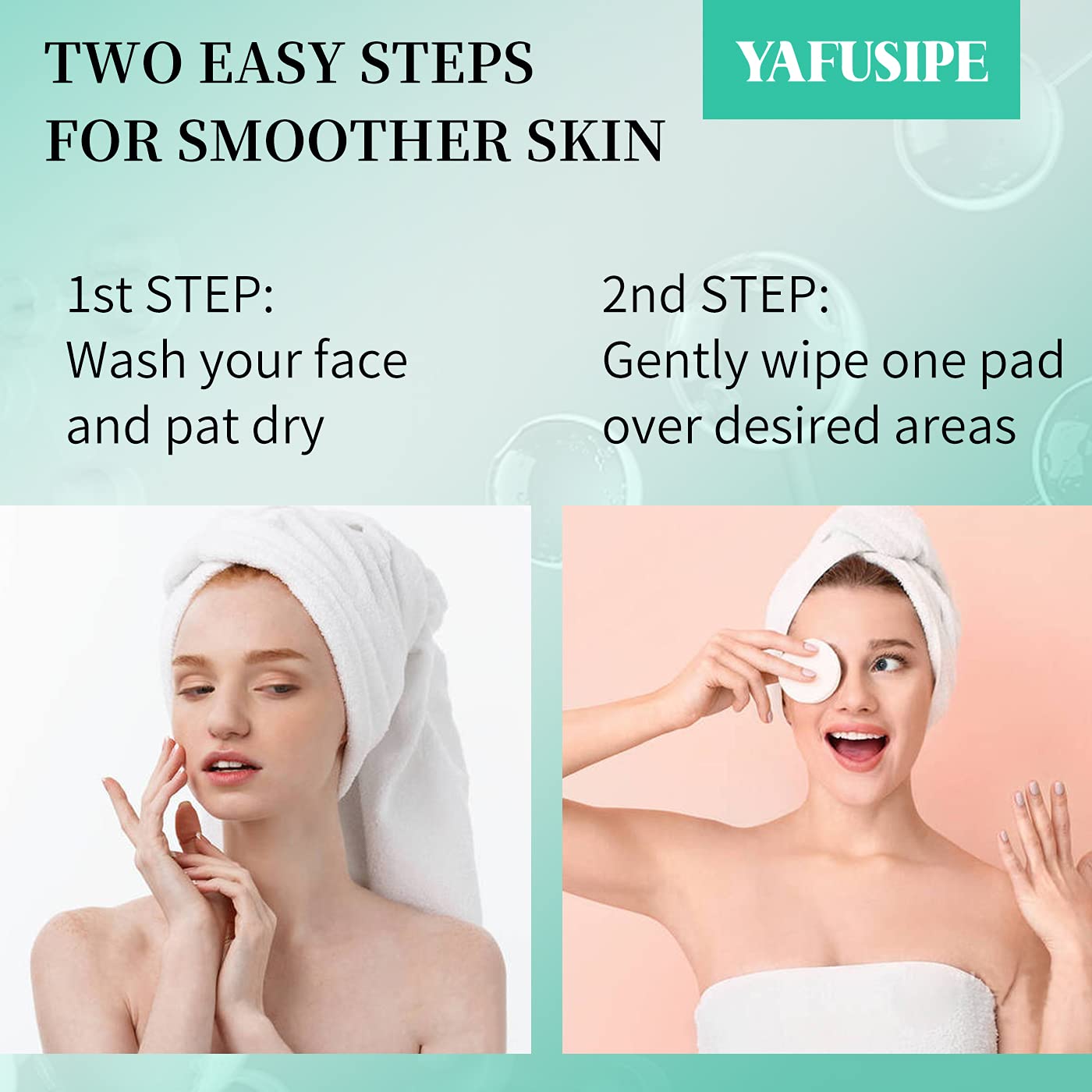 YAFUSIPE Glycolic Acid Toner Pads 35% AHA – Facial Exfoliators for Smooth, Even Tone (50 Pads)