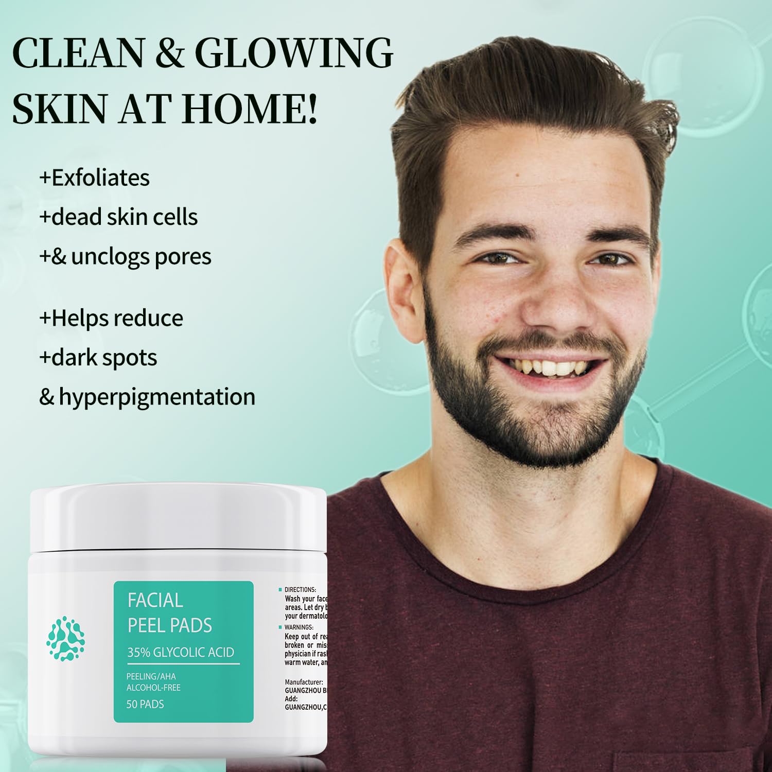 YAFUSIPE Glycolic Acid Toner Pads 35% AHA – Facial Exfoliators for Smooth, Even Tone (50 Pads)