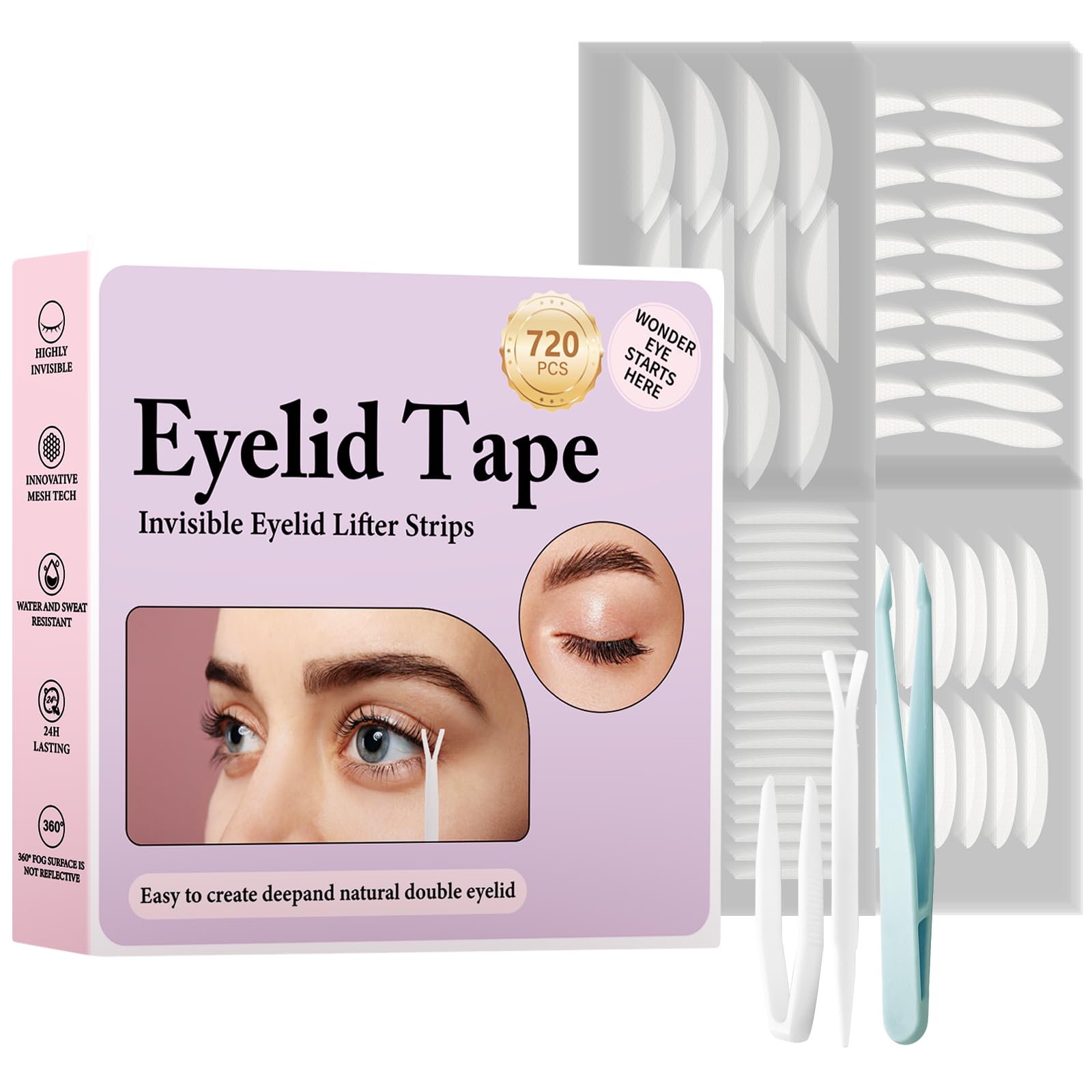 YAGUVI 720PCS Invisible Eyelid Tape – Natural-Looking Lift for Hooded Eyes