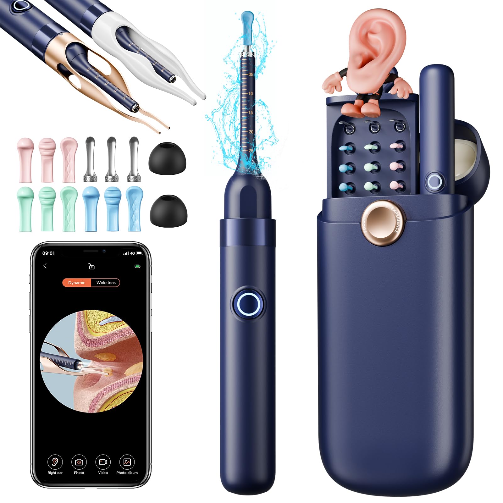 Yakbio Ear Cleaner with Camera 1296P HD - 6 LED Lights, Wireless Ear Wax Removal Kit