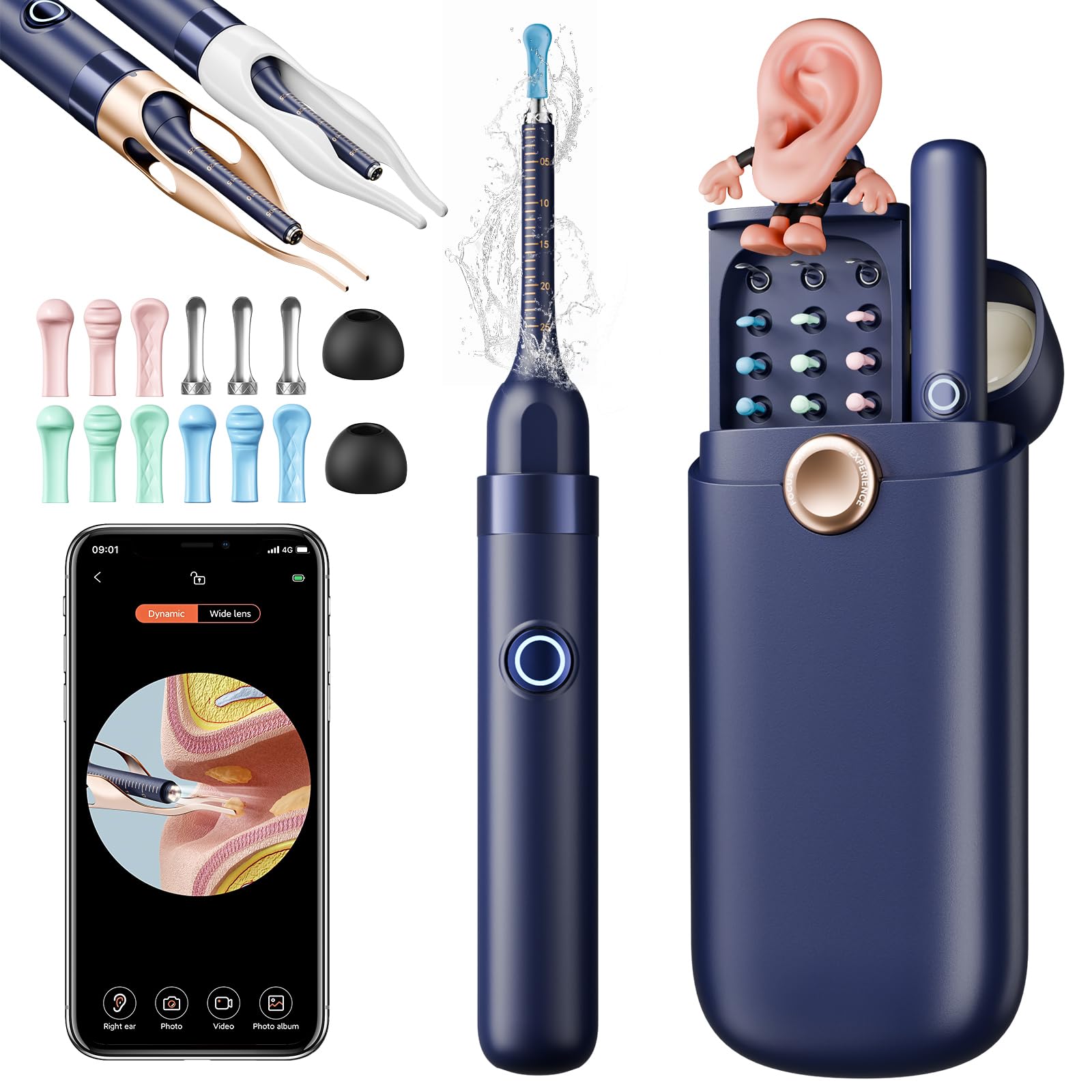 Yakbio Ear Cleaner with Camera 1296P HD - 6 LED Lights, Wireless Ear Wax Removal Kit