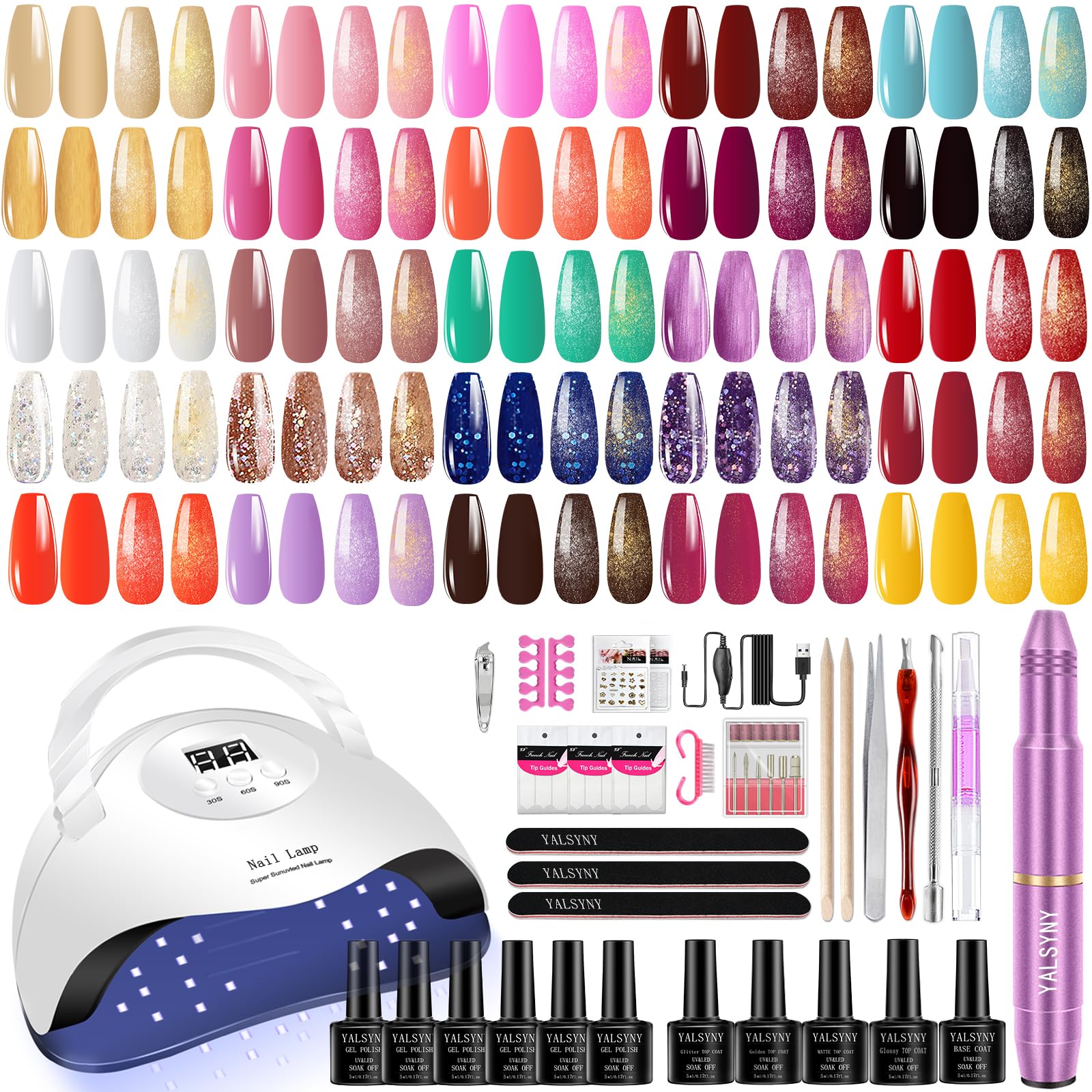 YALSYNY Gel Nail Polish Kit with UV Dryer & USB Nail Drill – DIY Home Nail Art