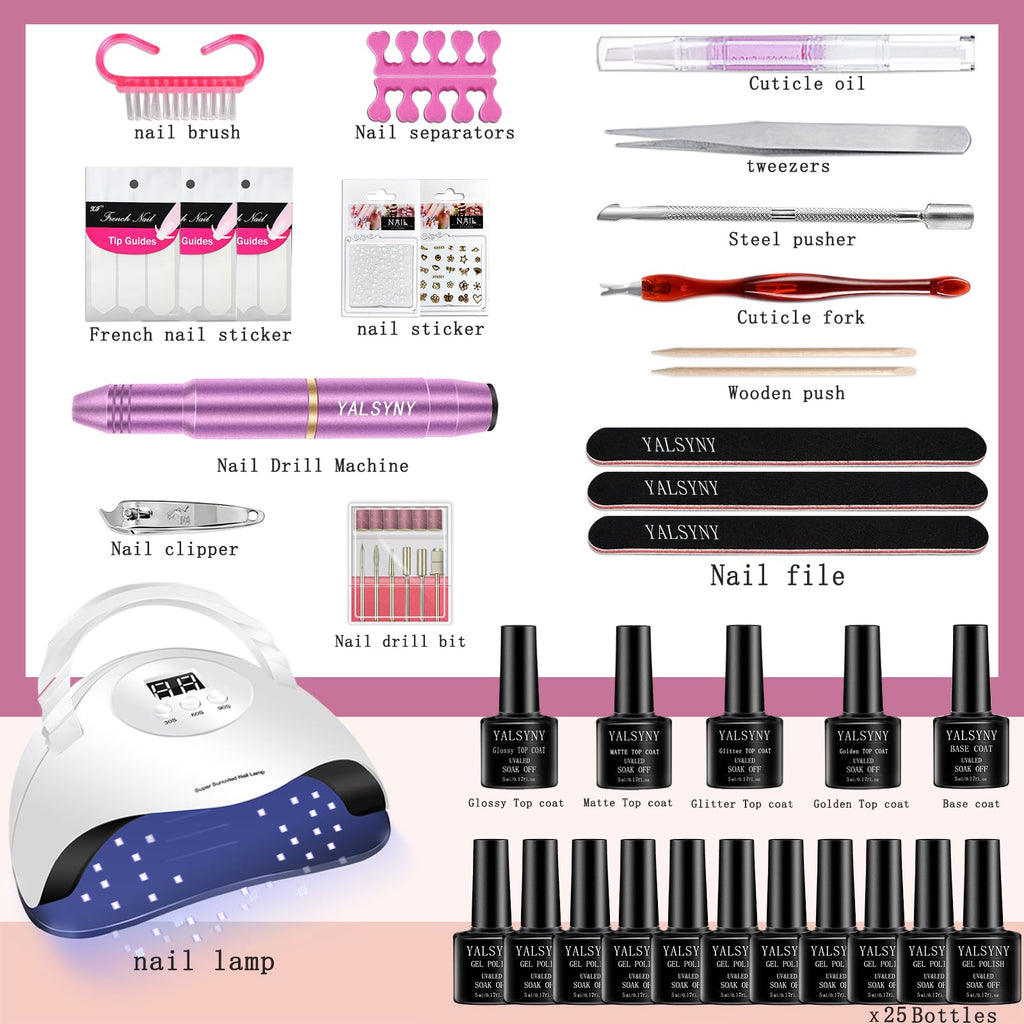 YALSYNY Gel Nail Polish Kit with UV Dryer & USB Nail Drill – DIY Home Nail Art