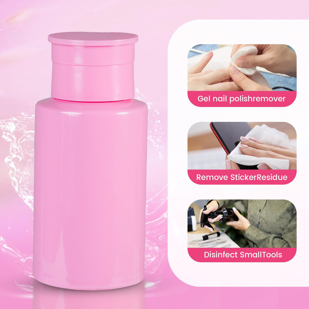 YAMYONE Push-Down Pump Bottles 200ml – Refillable Dispenser for Alcohol, Nail Polish Remover & Makeup Remover