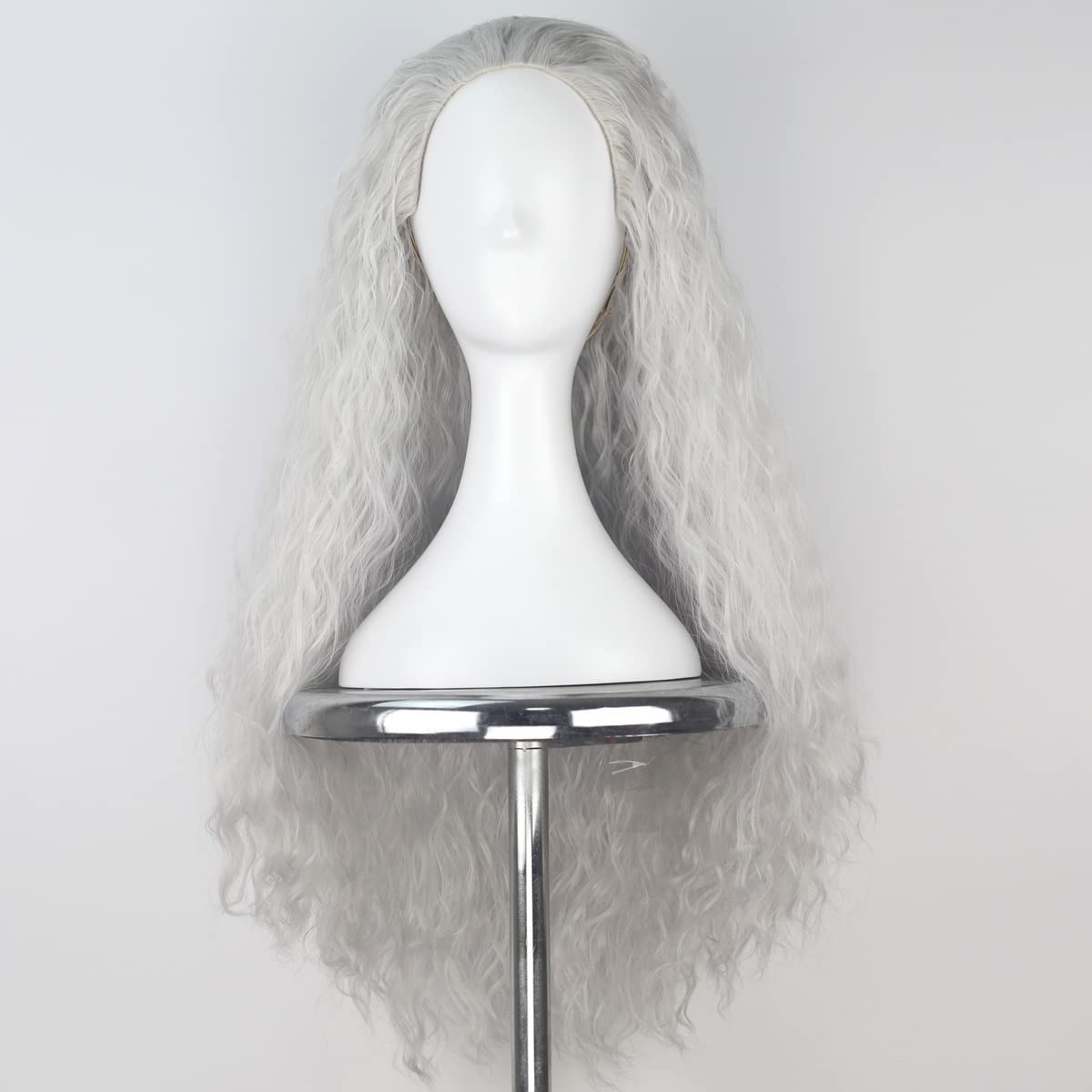Yan Dream Long Silvery Old Lady Wig – Granny Witch Cosplay Hair for Women (Halloween)