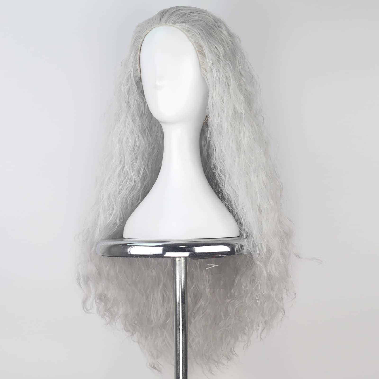 Yan Dream Long Silvery Old Lady Wig – Granny Witch Cosplay Hair for Women (Halloween)