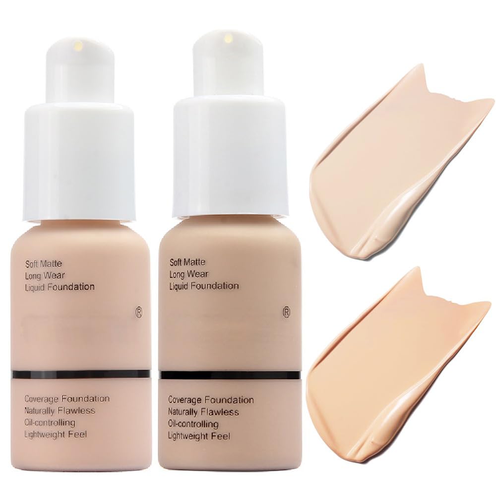 Yaper Foundation 101 Porcelain & 102 Nude — Soft Matte, Oil Control (2 Pack)