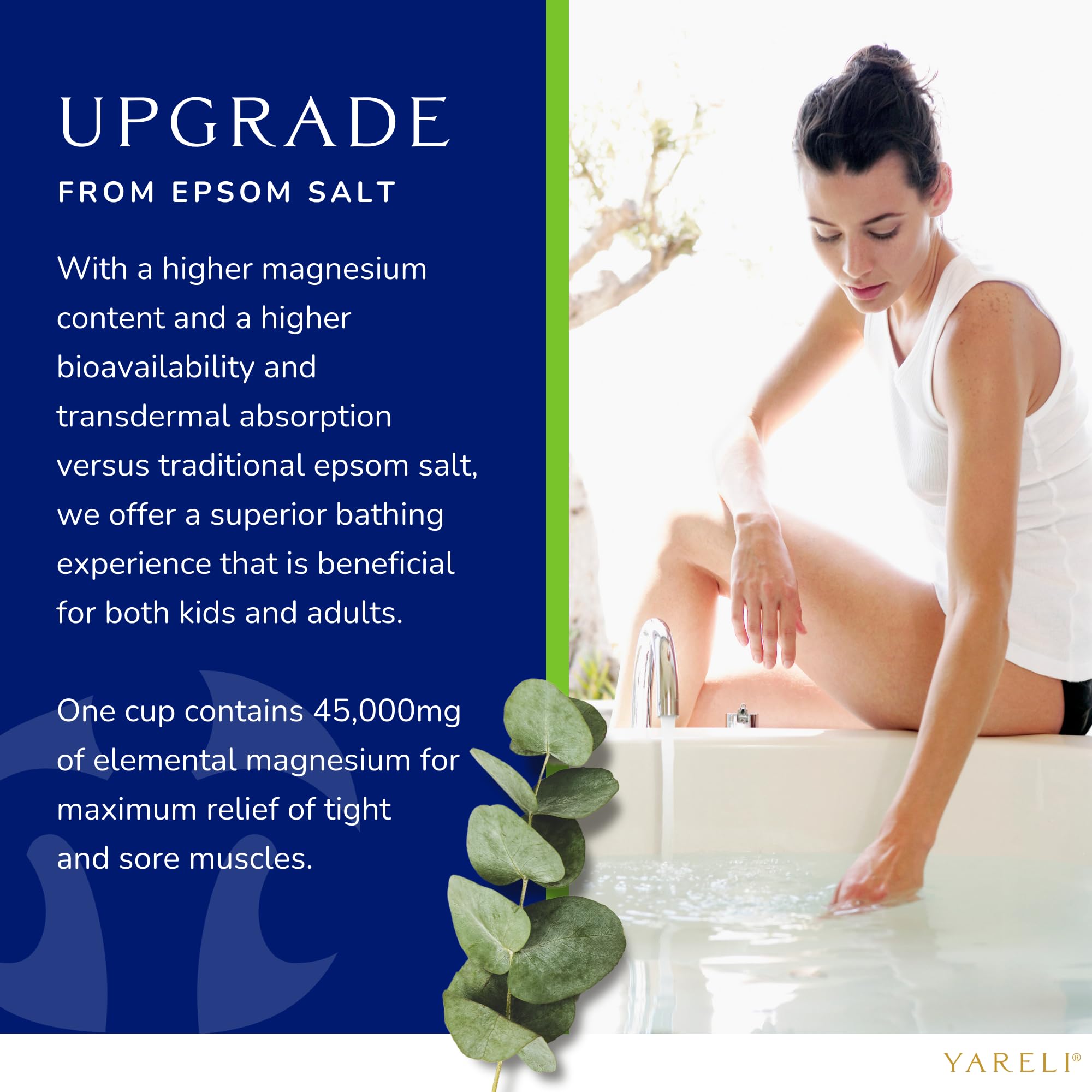 YARELI Magnesium Flakes 5lb – Dead Sea Bath & Foot Soak with Eucalyptus
