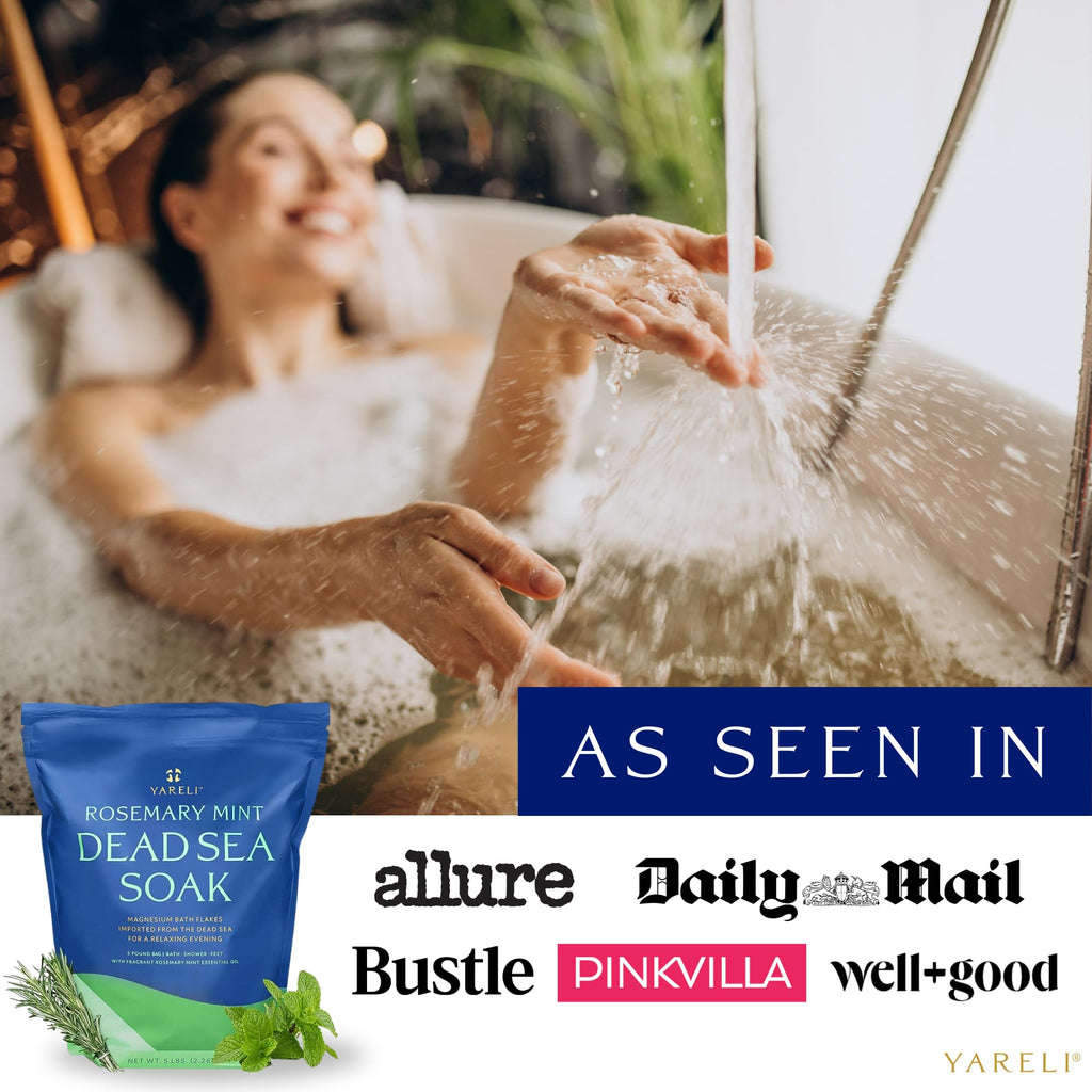 YARELI Magnesium Flakes 5lb – Rosemary Peppermint Dead Sea Bath & Foot Soak