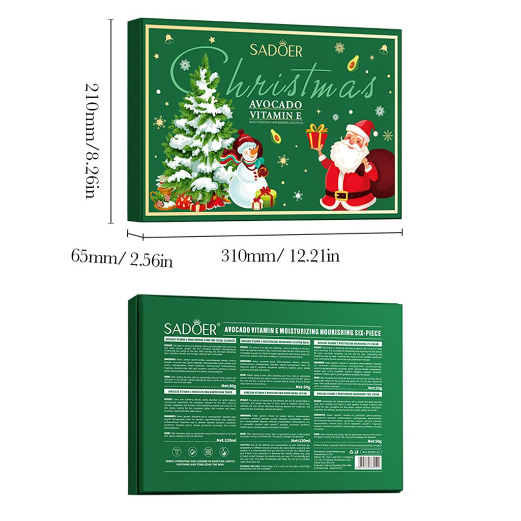 Yasovigi Christmas Avocado Skincare Gift Set – 6-Piece Deep Moisturizing Kit