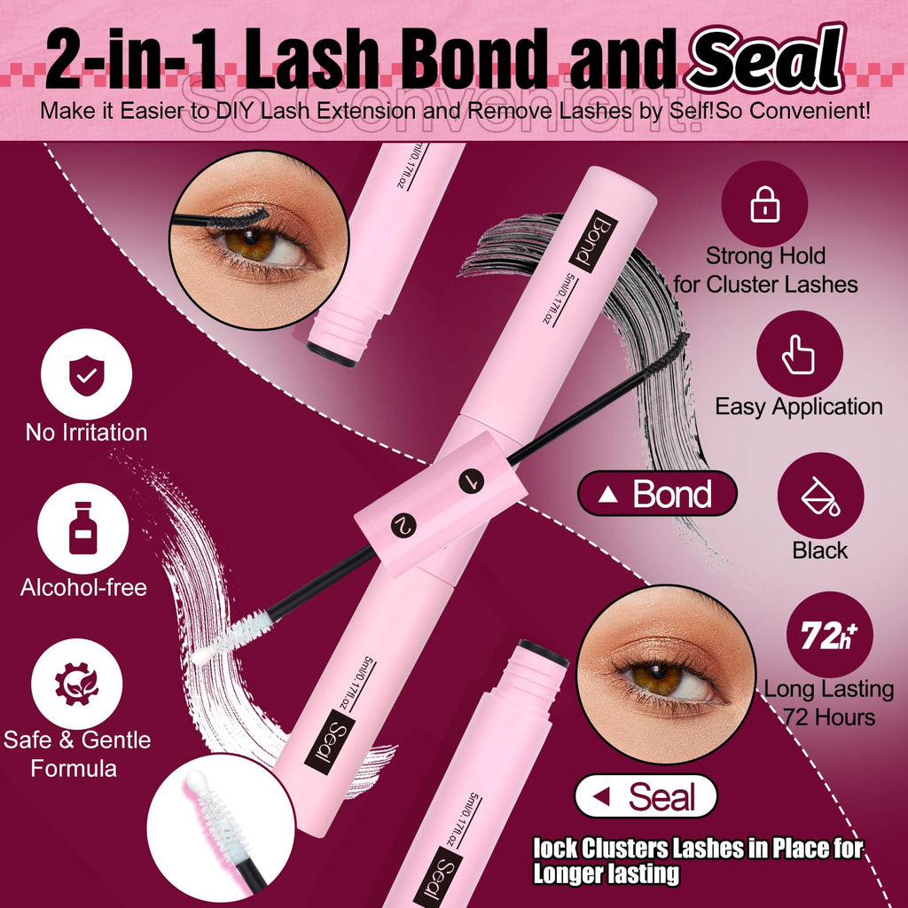 Yawamica Natural Lash Extension Kit – Wispy 9-11mm Clusters, 180pcs with Bond & Seal