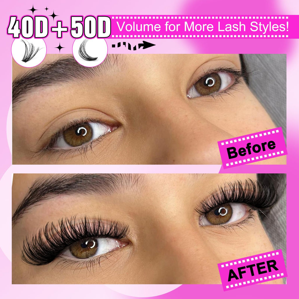 Yawamica DIY Lash Extension Kit 300pcs — At-Home Salon-Style Lashes (9-18mm, 40D/50D)