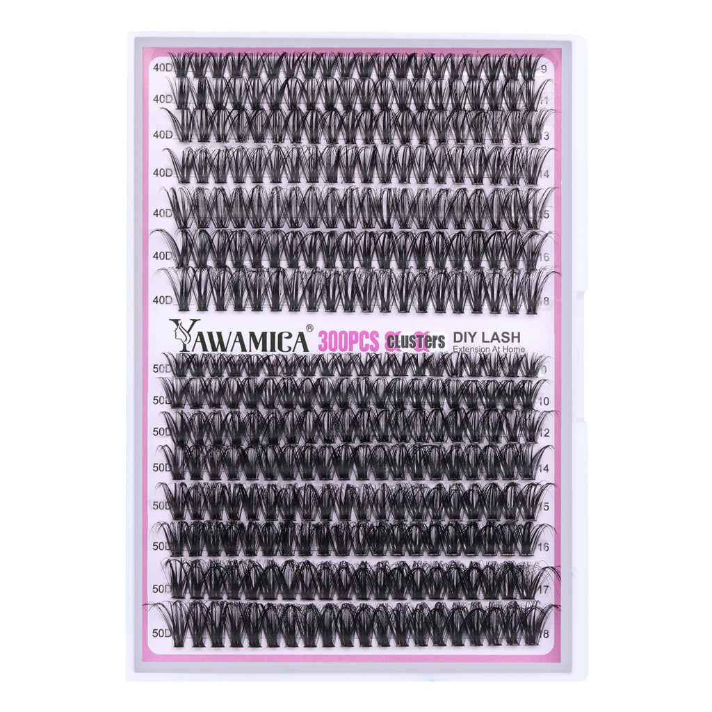 Yawamica DIY Lash Extension Kit 300pcs — At-Home Salon-Style Lashes (9-18mm, 40D/50D)