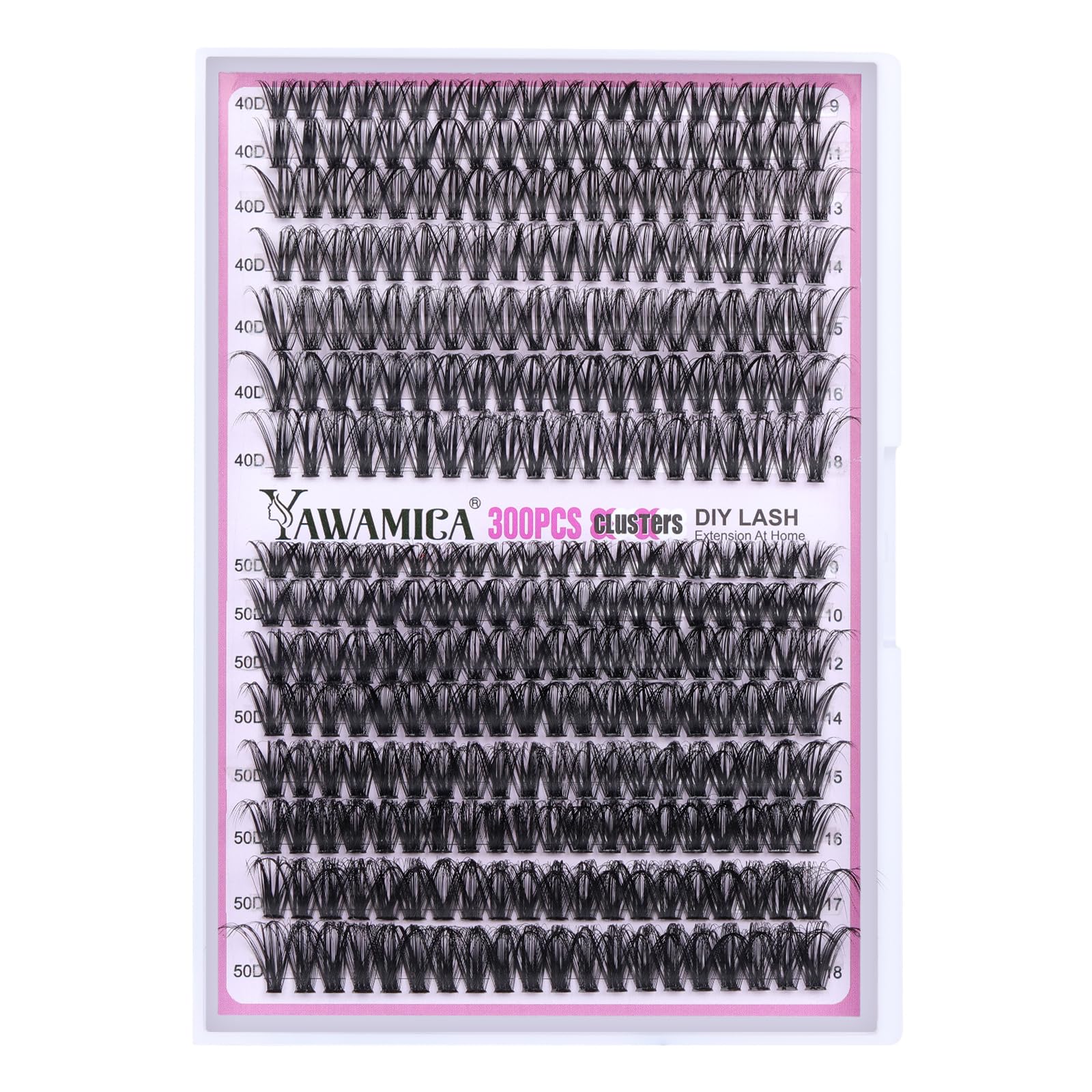 Yawamica DIY Lash Extension Kit 300pcs — At-Home Salon-Style Lashes (9-18mm, 40D/50D)