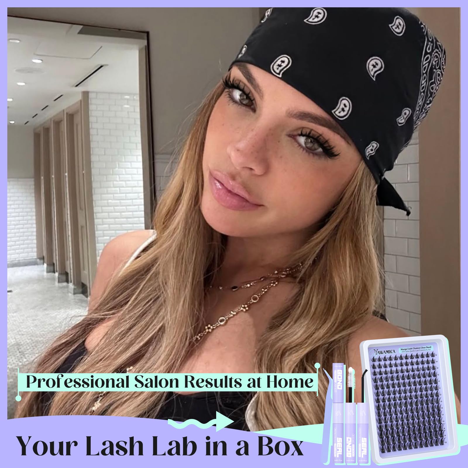Yawamica Manga Lash Clusters Kit – DIY Anime Eyelash Extensions (10-16mm) with 2-in-1 Bond & Seal Tweezers