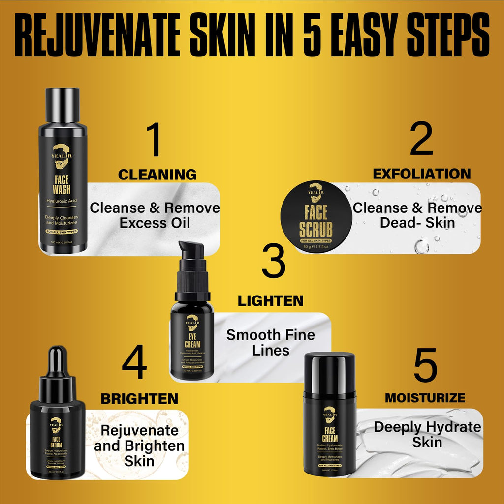 YEALIR Men's Anti-Aging Skincare Kit - Retinol & Hyaluronic Acid