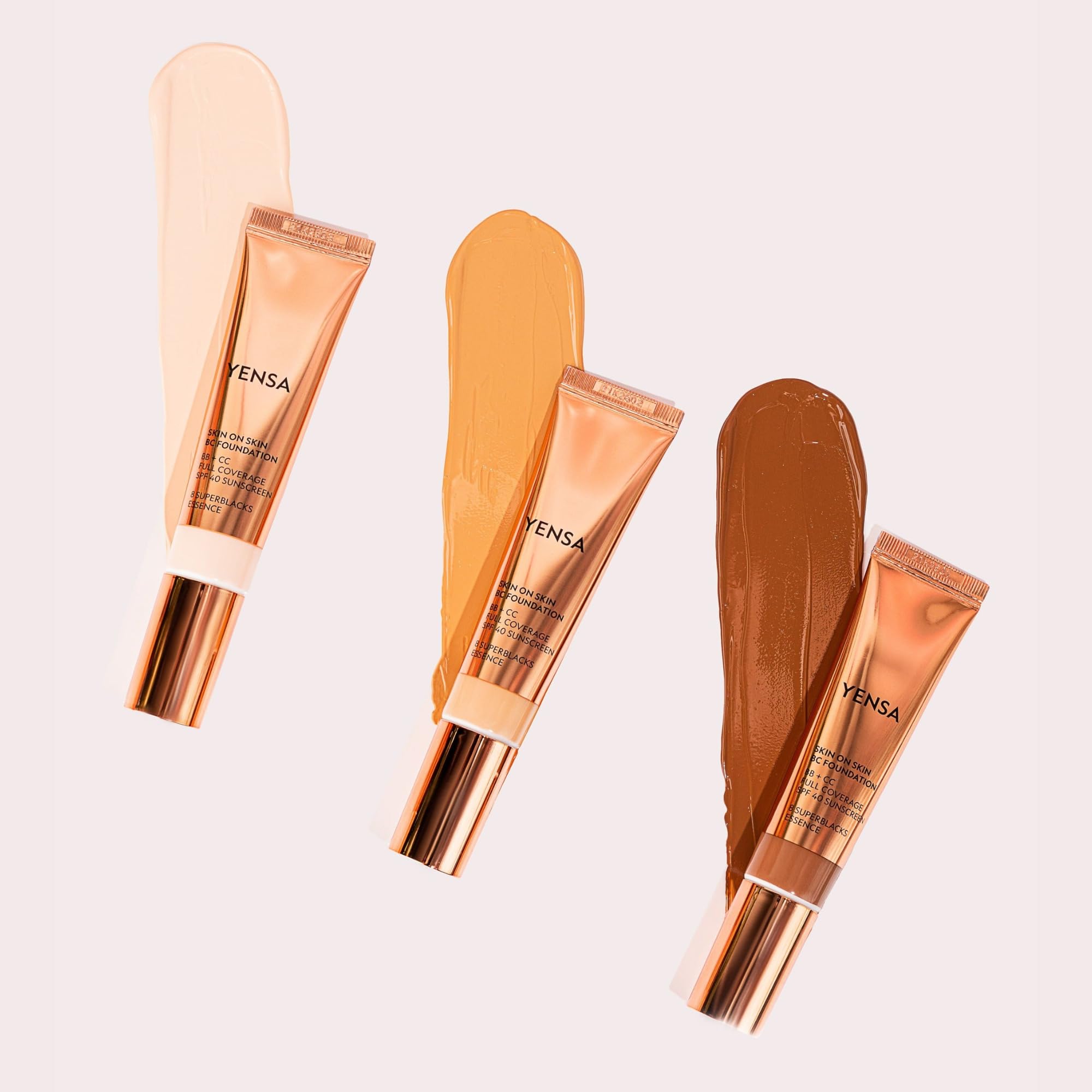 YENSA Skin on Skin BC Foundation MakeUp — Buildable Full Coverage with SPF 40 (Deep Warm)