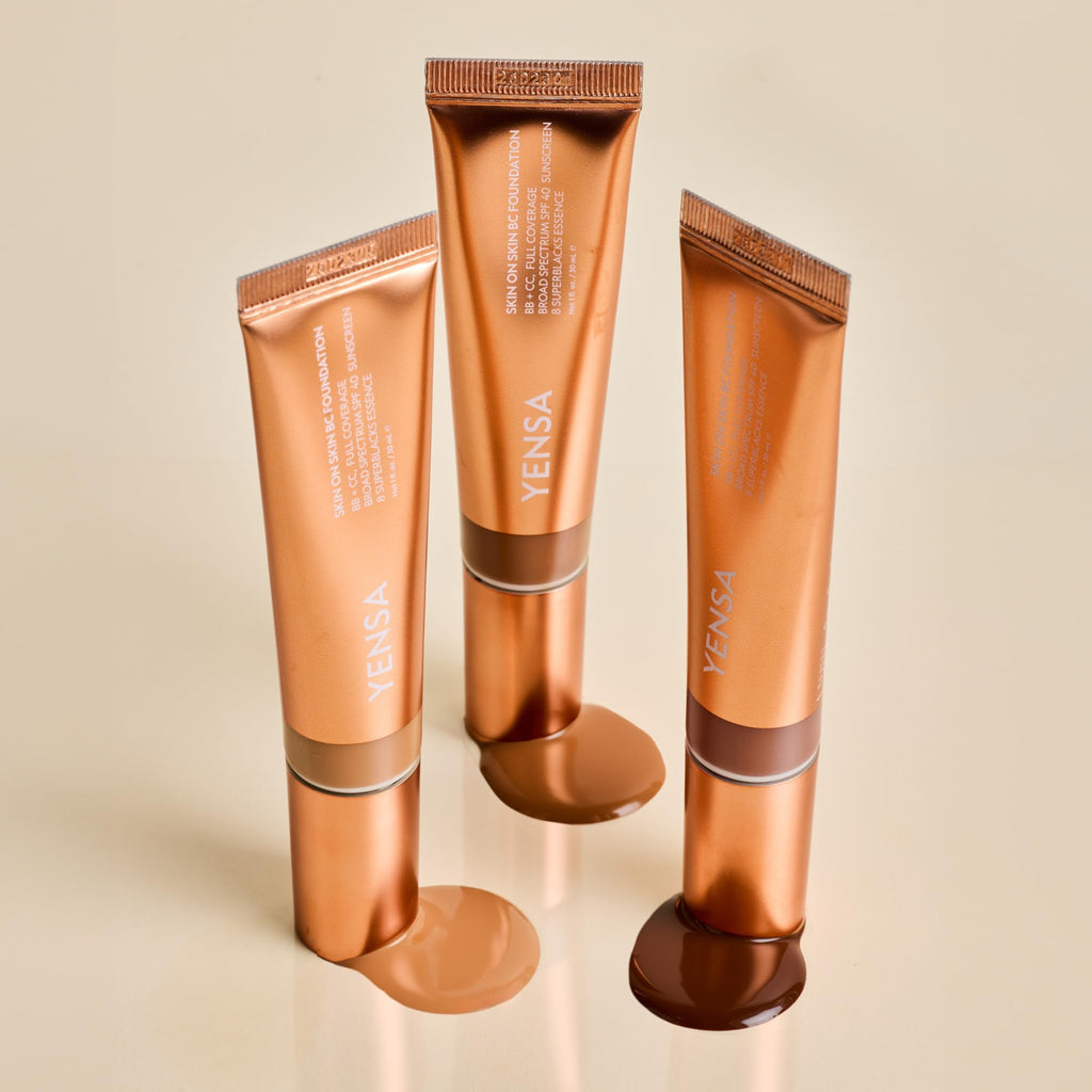 YENSA Skin on Skin BC Foundation MakeUp — Buildable Full Coverage with SPF 40 (Deep Warm)