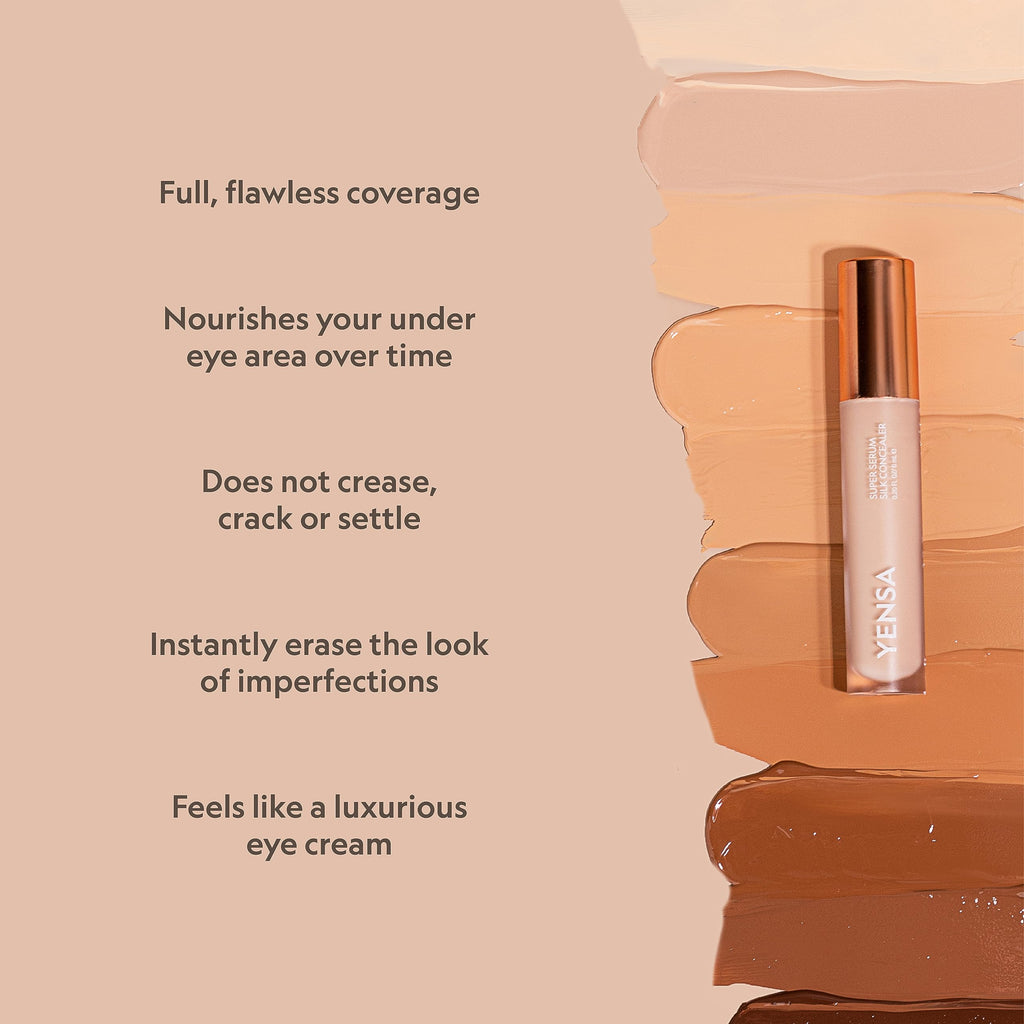 YENSA Super Serum Silk Concealer – Full Coverage Undereye + Peptide Serum, Light 2 (0.2 Fl oz)