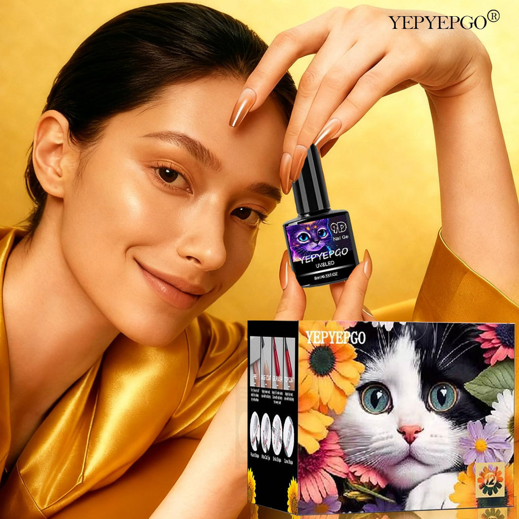 YEPYEPGO Cat Eye Gel Nail Polish Set — 12 Velvet Colors with Magnetic Stick
