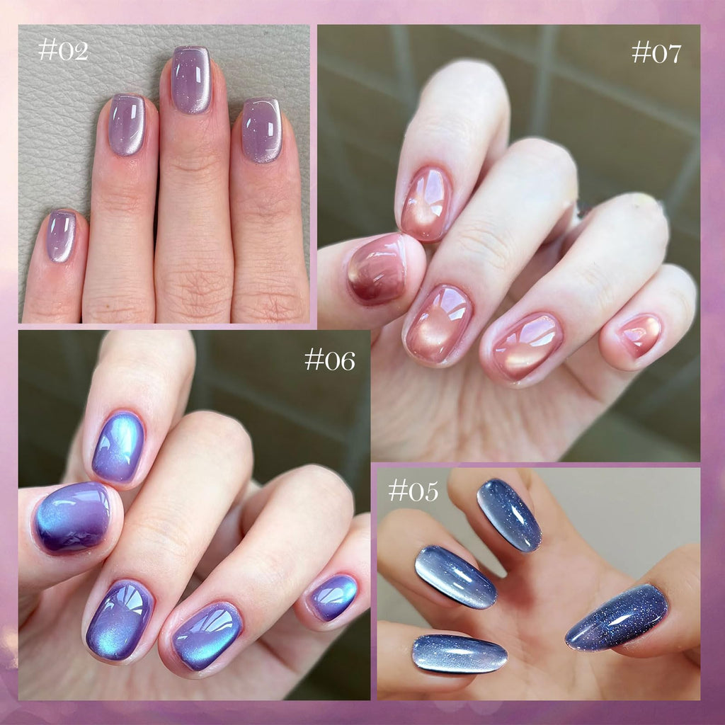 YEPYEPGO Cat Eye Gel Nail Polish Set — 12 Velvet Colors with Magnetic Stick