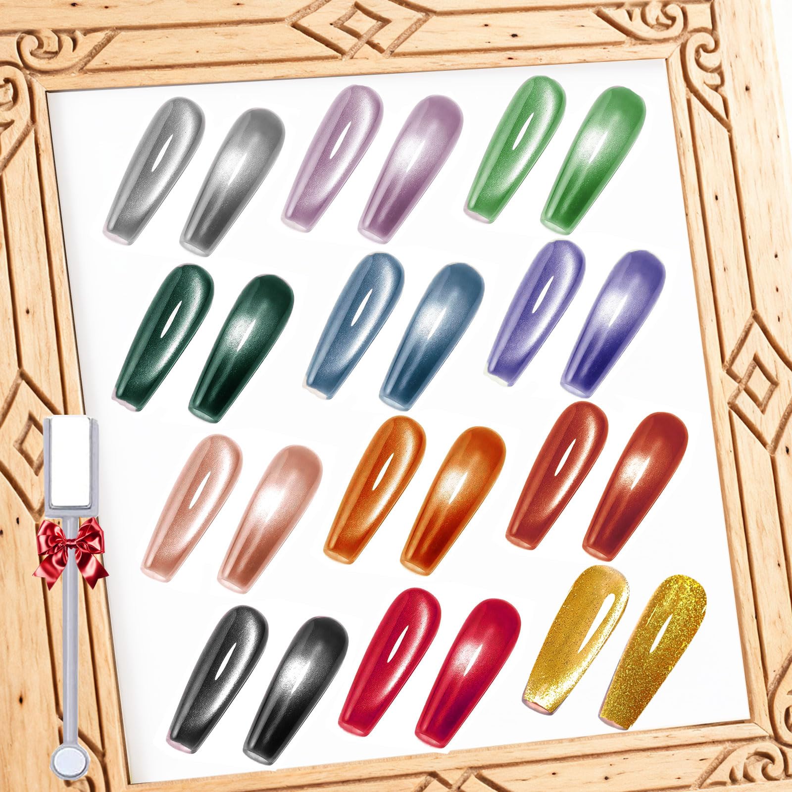 YEPYEPGO Cat Eye Gel Nail Polish Set — 12 Velvet Colors with Magnetic Stick