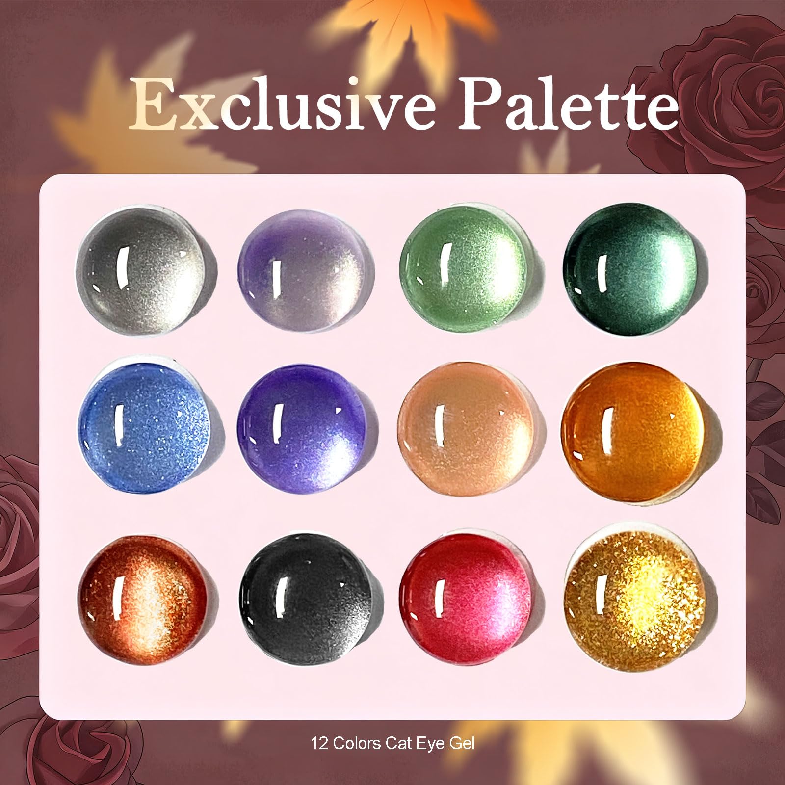 YEPYEPGO Cat Eye Gel Nail Polish Set — 12 Velvet Colors with Magnetic Stick