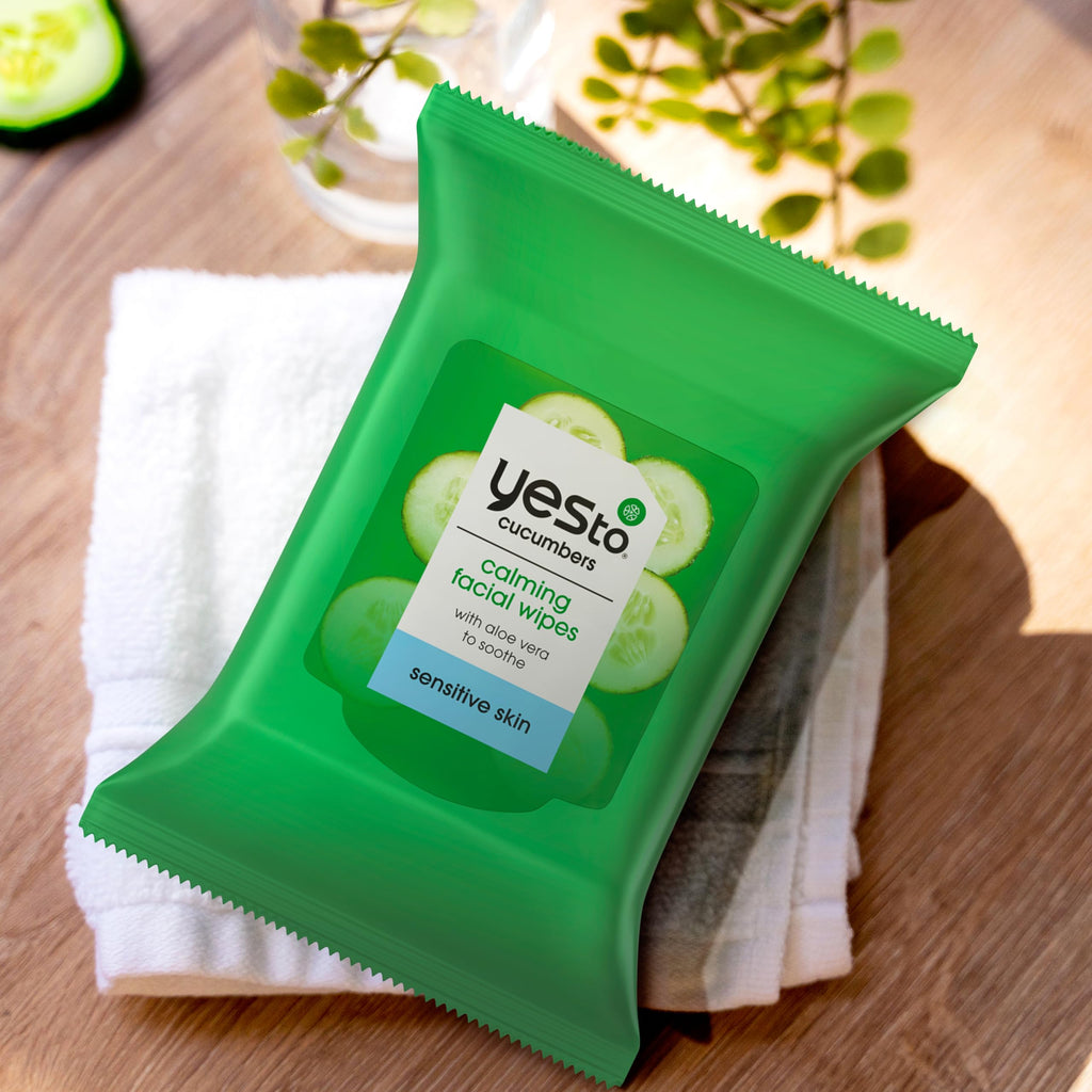 Yes To Face Wipes for Women and Men – Sensitive Cleanse with Cucumbers & Aloe (2-Pack)