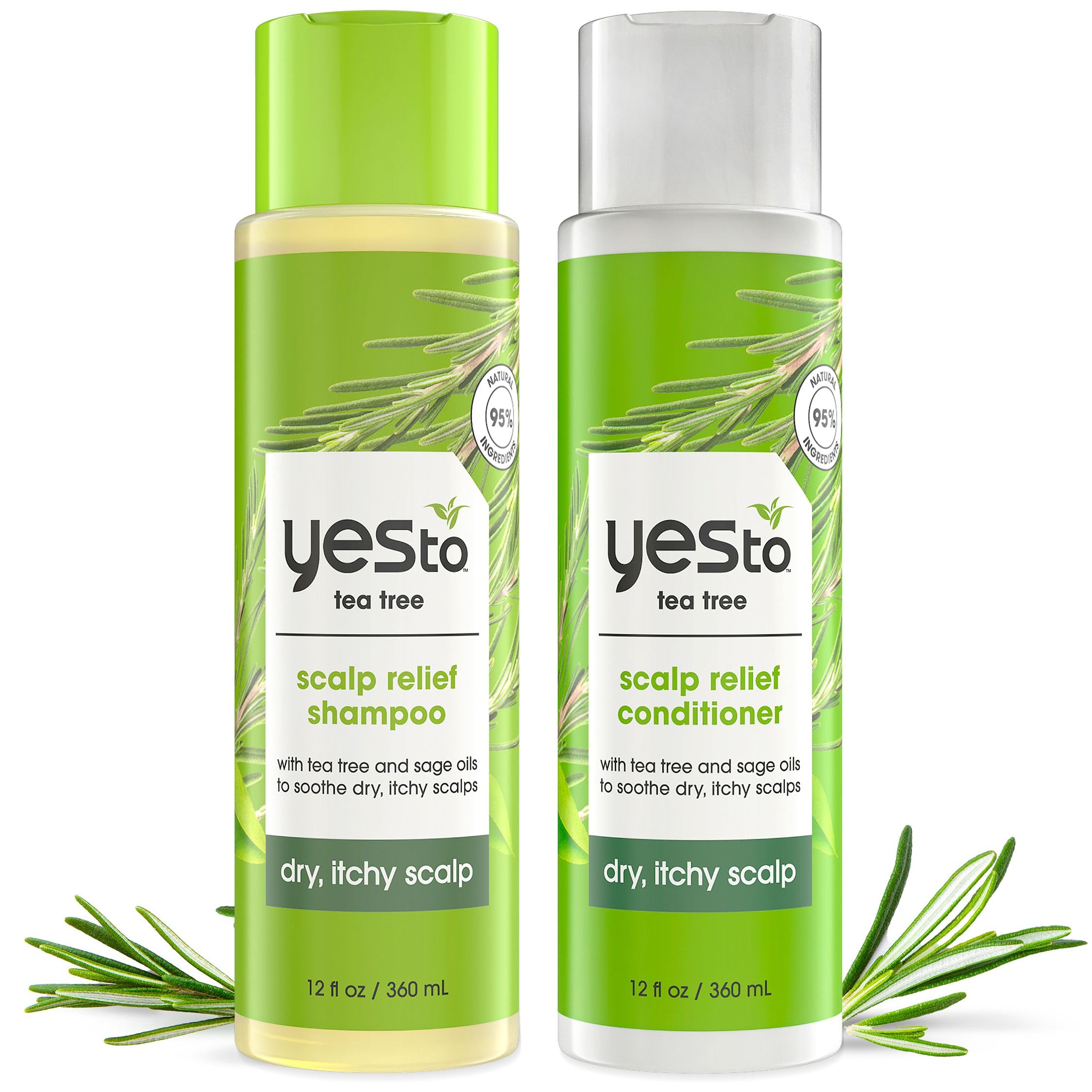 Yes To Tea Tree & Sage Oil Shampoo & Conditioner – Soothes Dry Scalp, Vegan & Cruelty-Free