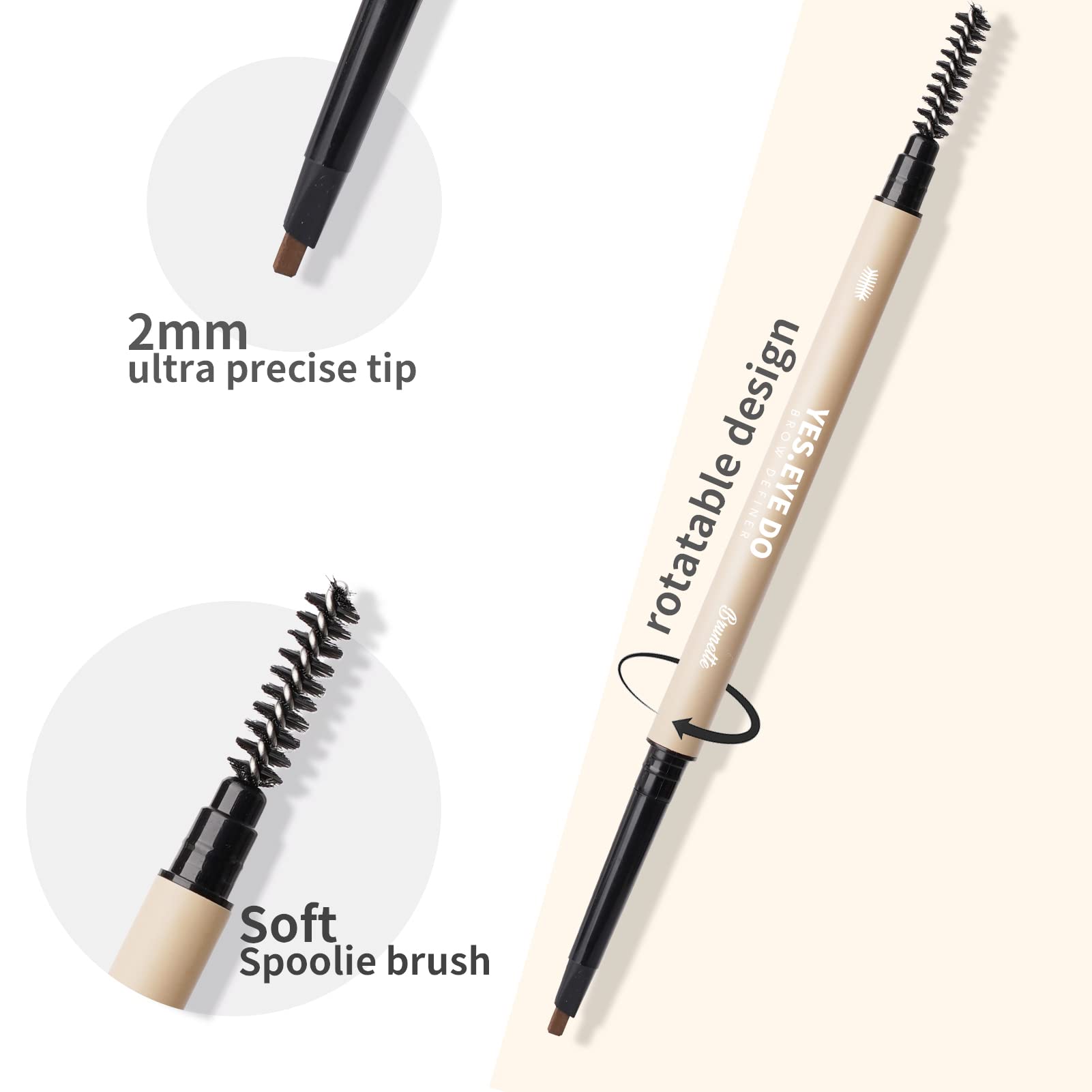 YES.EYE DO Eyebrow Pencil Deep Brown – Dual-Ended Waterproof Brow Pen with Hair-Like Strokes (Chocolate)