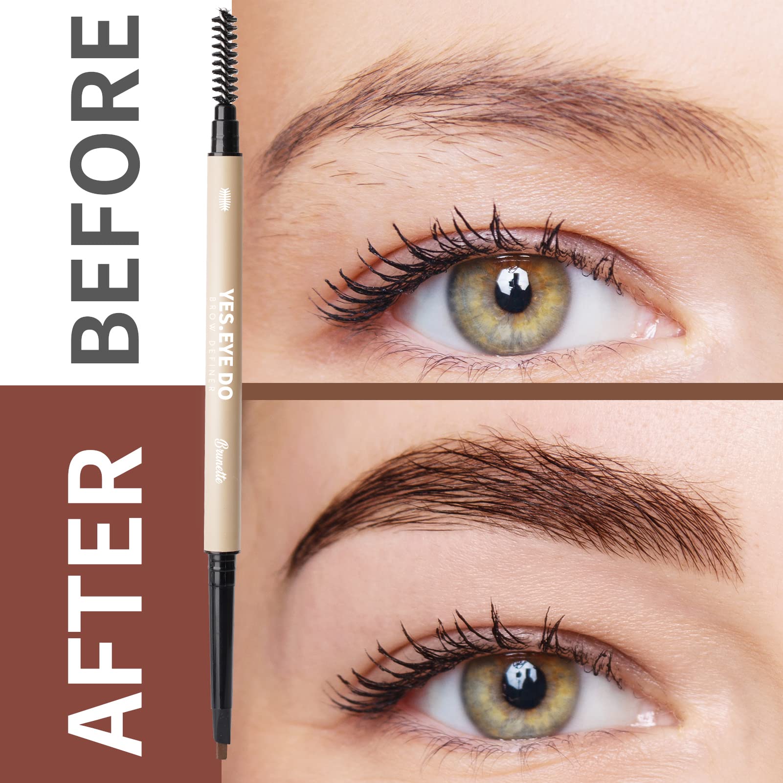 YES.EYE DO Taupe Eyebrow Pencil — Ultra-Fine, Dual-Ended, Waterproof, 8 Colors