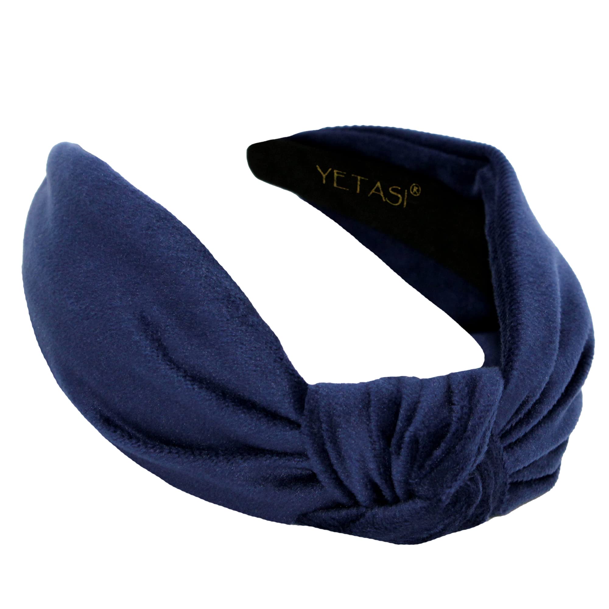 YETASI Navy Blue Velvet Knotted Headband for Women | Trendy One-Size Hair Accessory