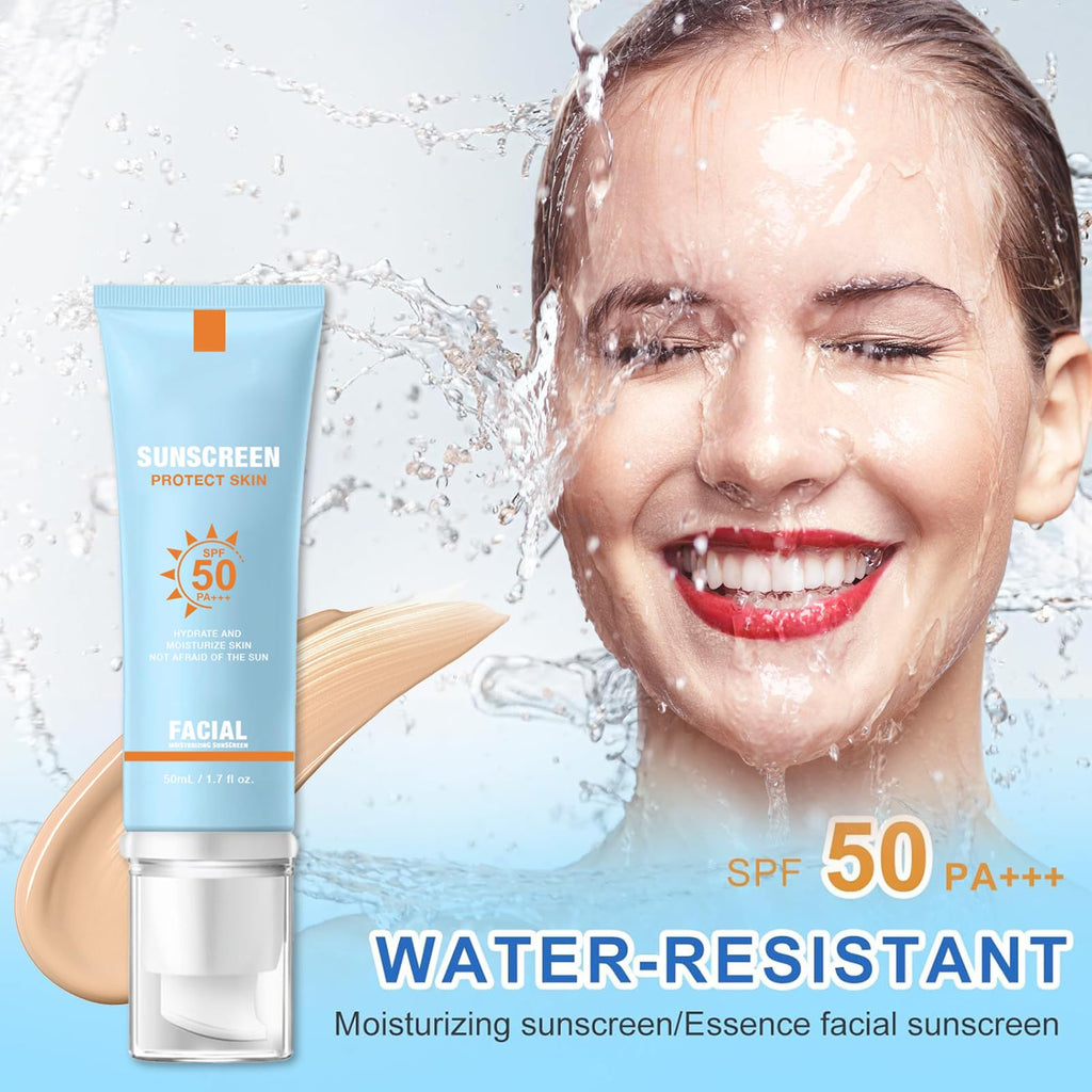 YFKEJI Moisturizing Sunscreen SPF 50 for Face – Travel Size, Hydrating & Water-Resistant
