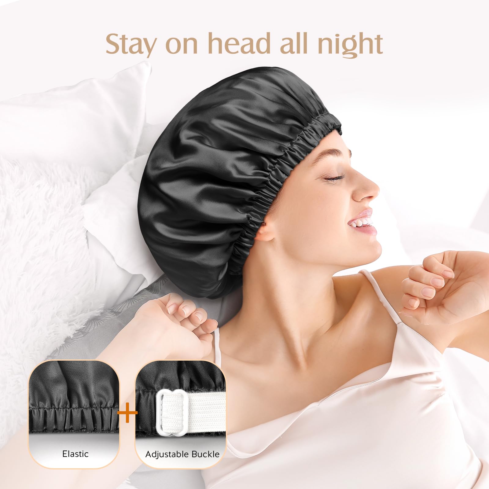 YFONG Double Layered 22 Momme Mulberry Silk Bonnet for Women – Adjustable Sleep Cap Keeps Hairstyle & Reduces Frizz