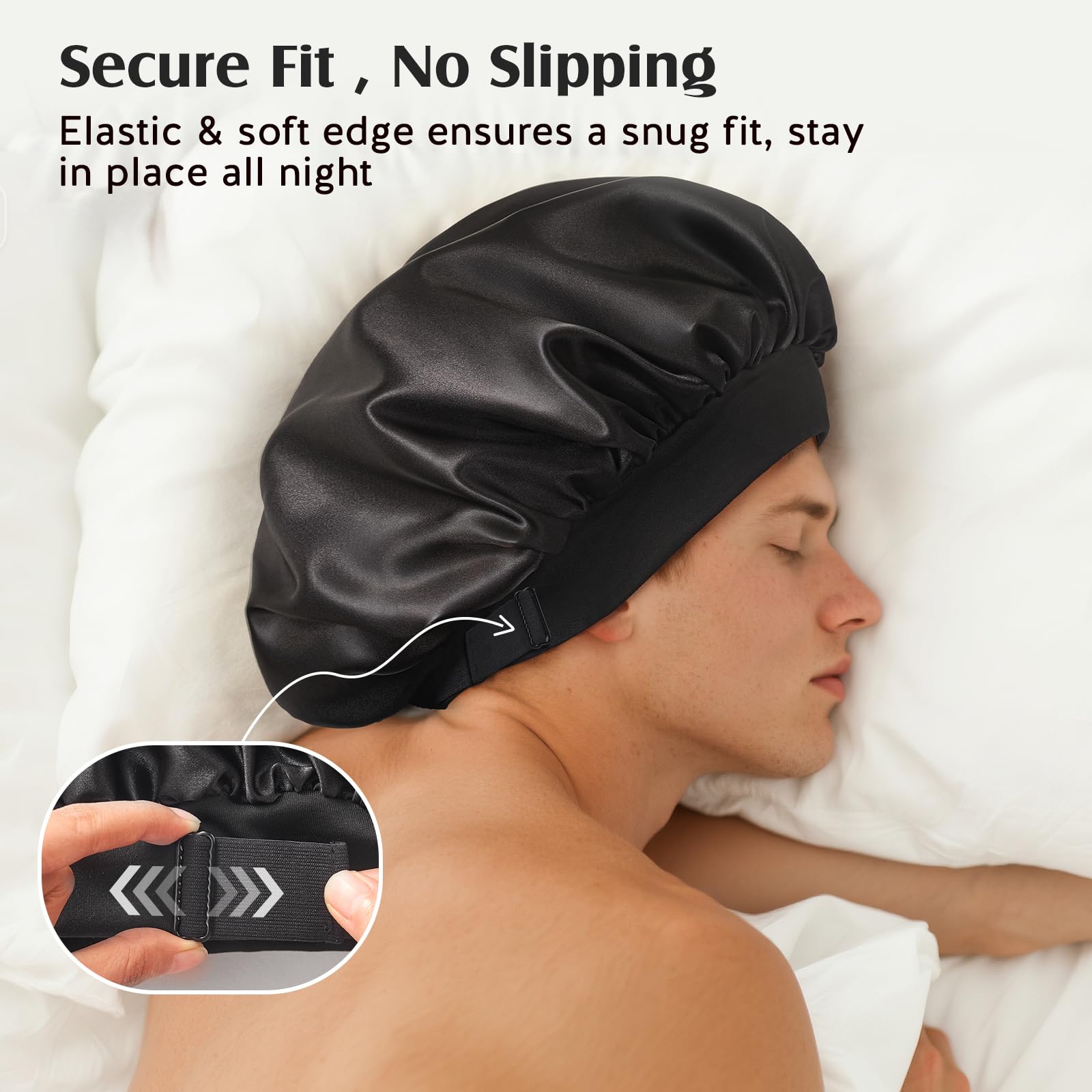 YFONG Mulberry Silk Lining Bonnet – Adjustable, Non-Slip Sleep Cap