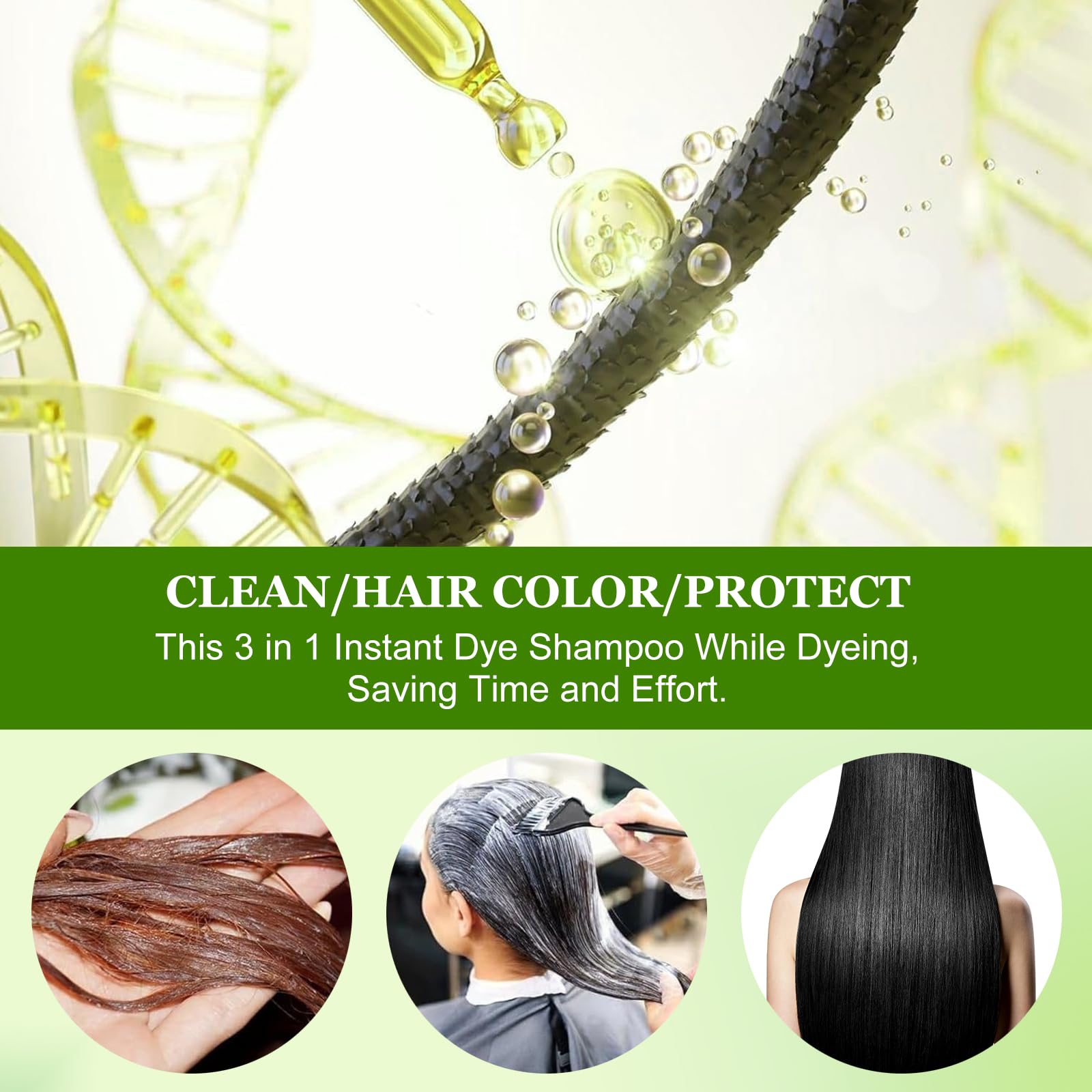 Yiciani Upgraded 10 PCS Black Hair Dye Shampoo – 4-in-1 Natural Plant Formula for Men & Women