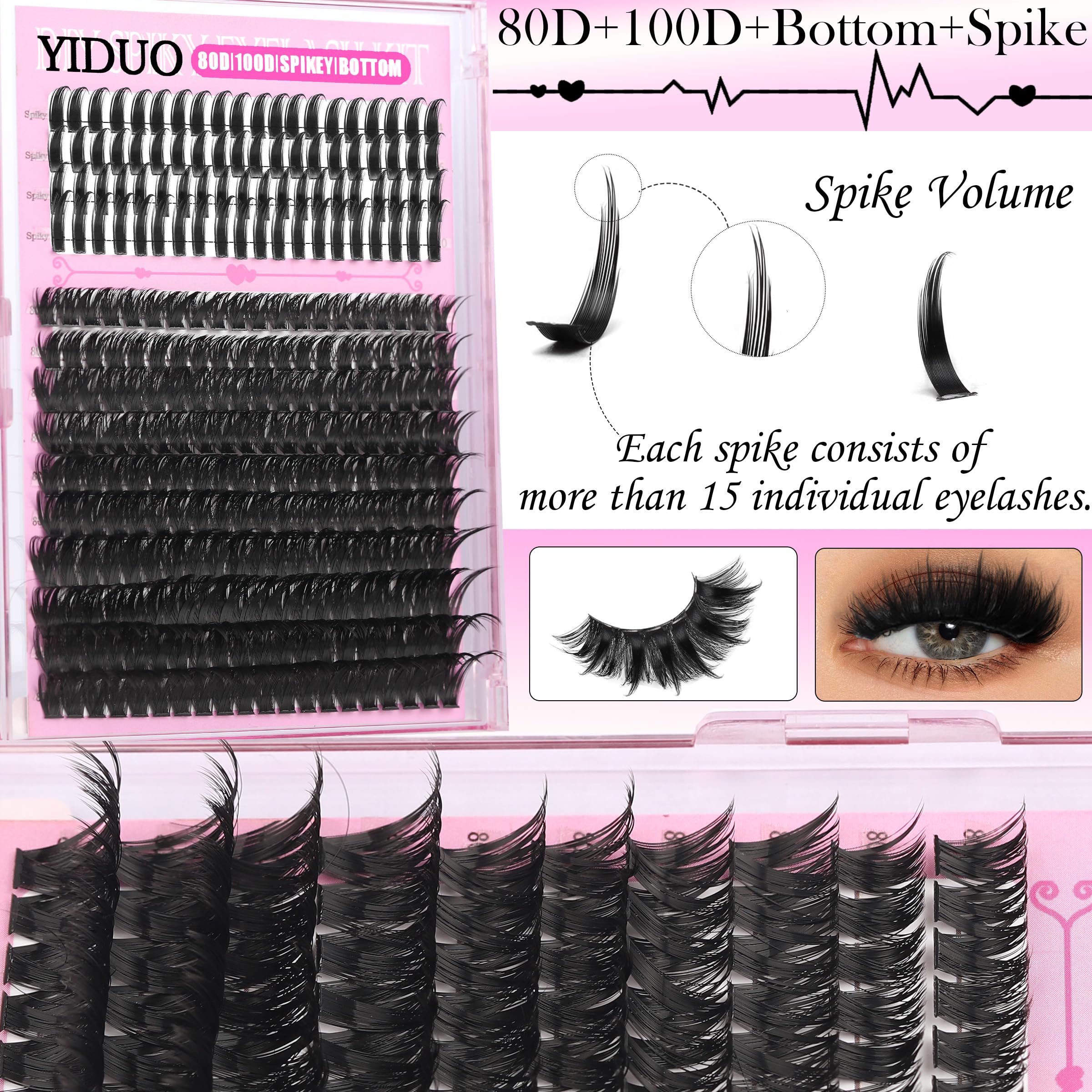 YIDUO 6-Style Lash Clusters Kit – 1520 Pcs with Bond & Seal for DIY Lash Extensions