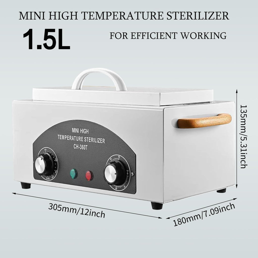 YIHAOSSING High Temperature Sterilizer Autoclave 110V, 1.5L – Nail, Hair & Beauty Tool Sterilizer with Timer