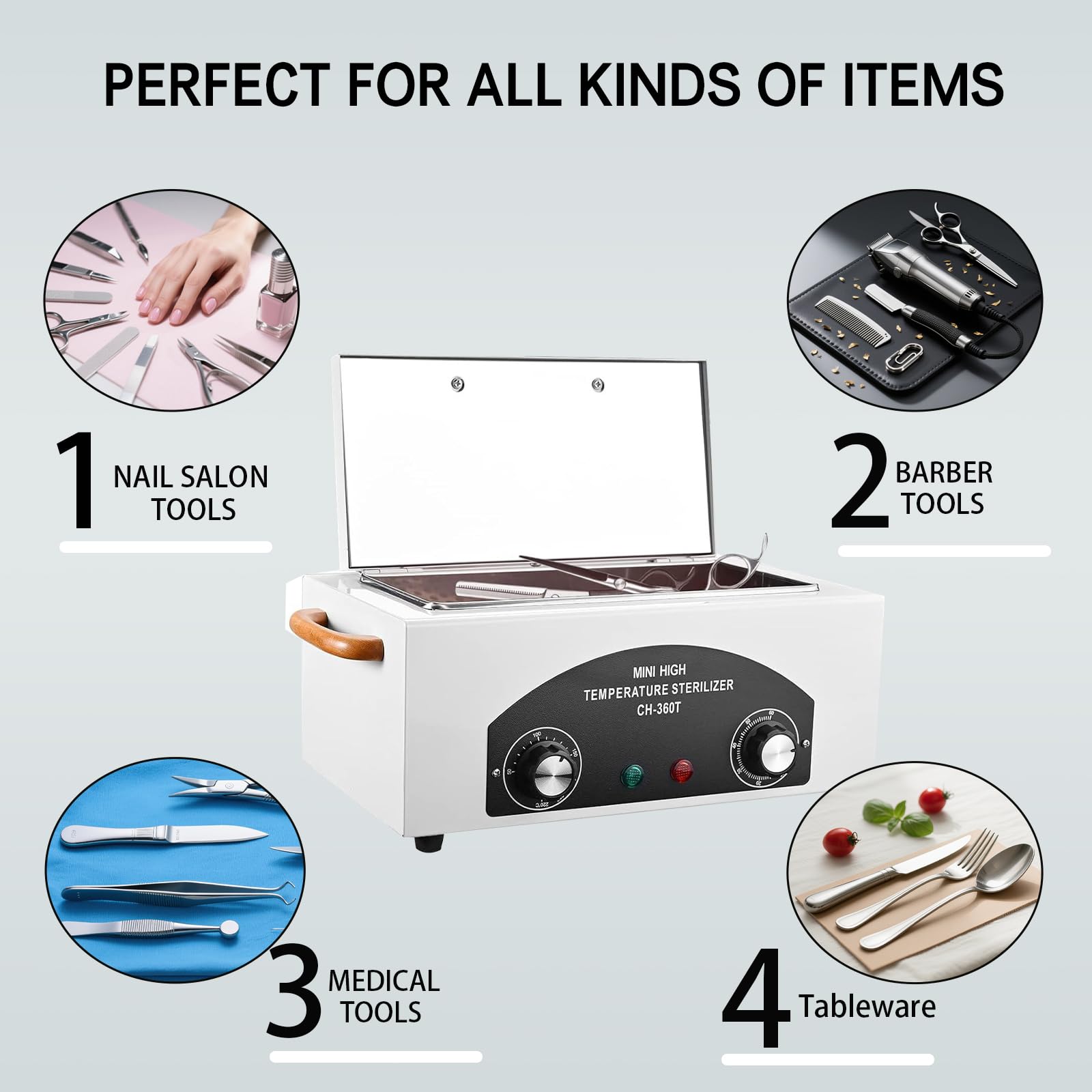 YIHAOSSING High Temperature Sterilizer Autoclave 110V, 1.5L – Nail, Hair & Beauty Tool Sterilizer with Timer
