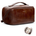 Yikisite Makeup Bag – Travel Cosmetic Organizer with Divider, Waterproof PU Leather Brown