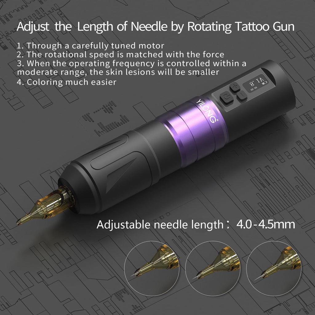 YILONG Tattoo Gun Kit – 1500mAh Battery, Beginner Tattoo Pen, Cartridges & Transfer Gel