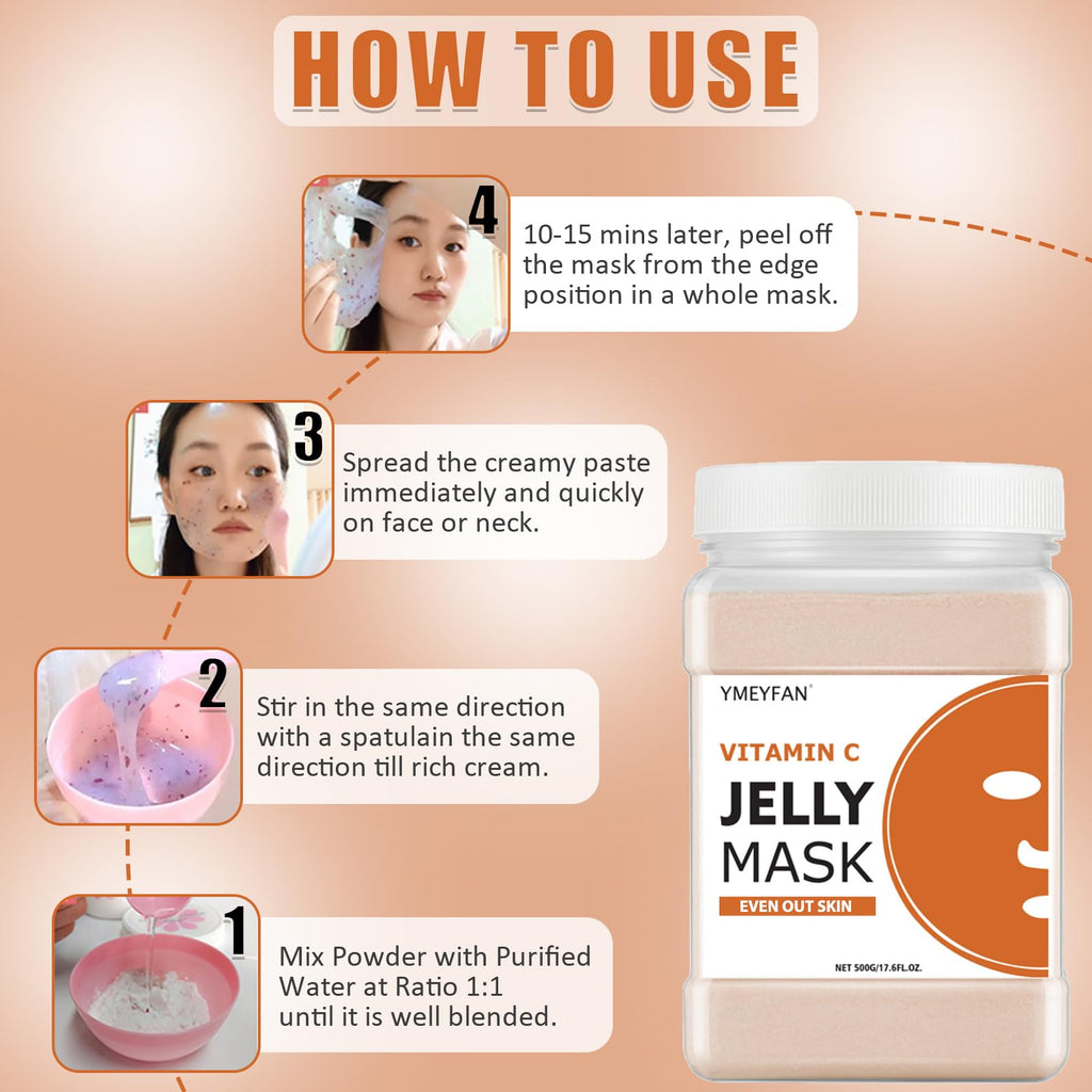 YMEYFAN Jelly Mask for Facials Professional – Vitamin C Jelly Mask Powder for Radiant Skin